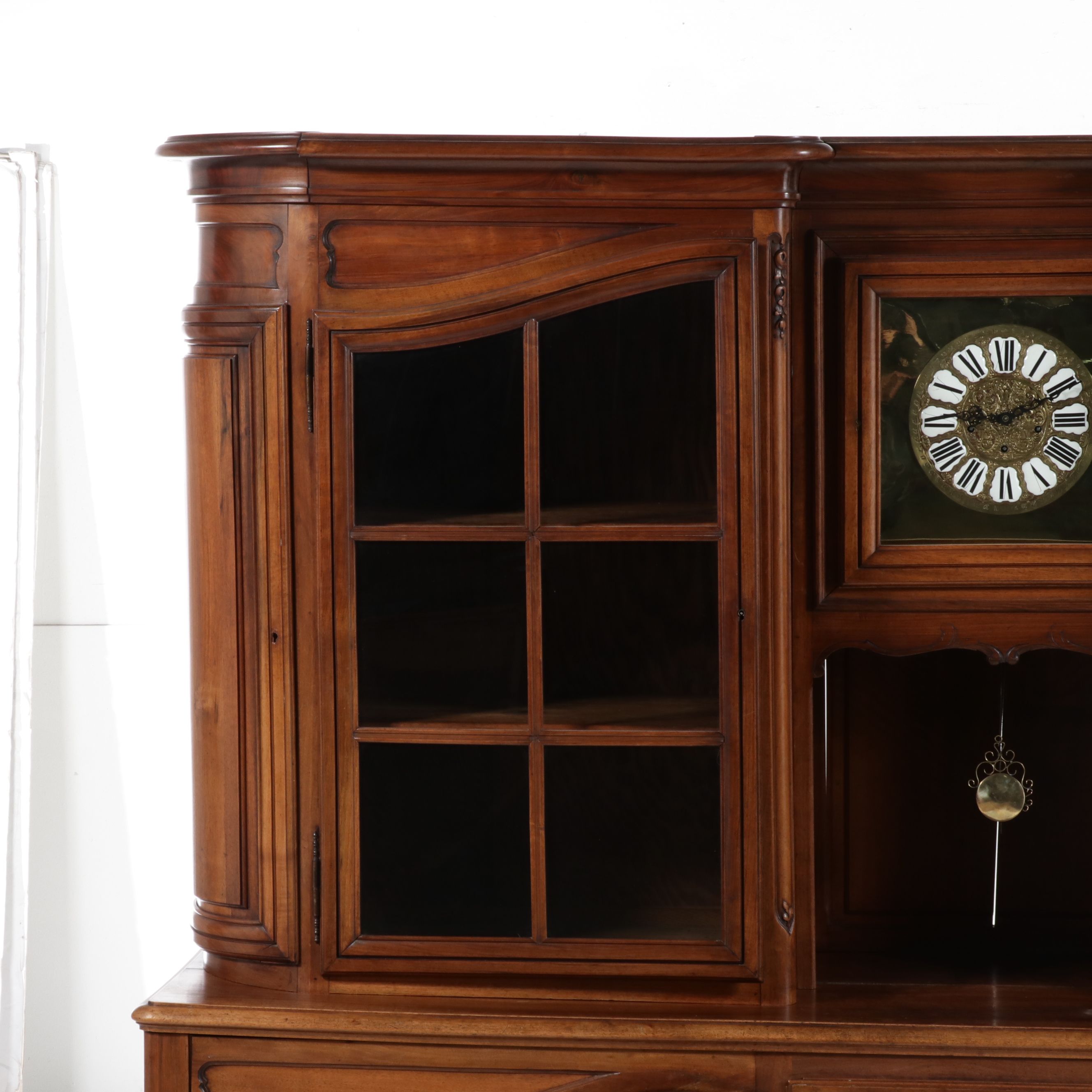 French Provincial Style Carved Walnut Buffet à Deux Corps, Mid to Late 19th C.