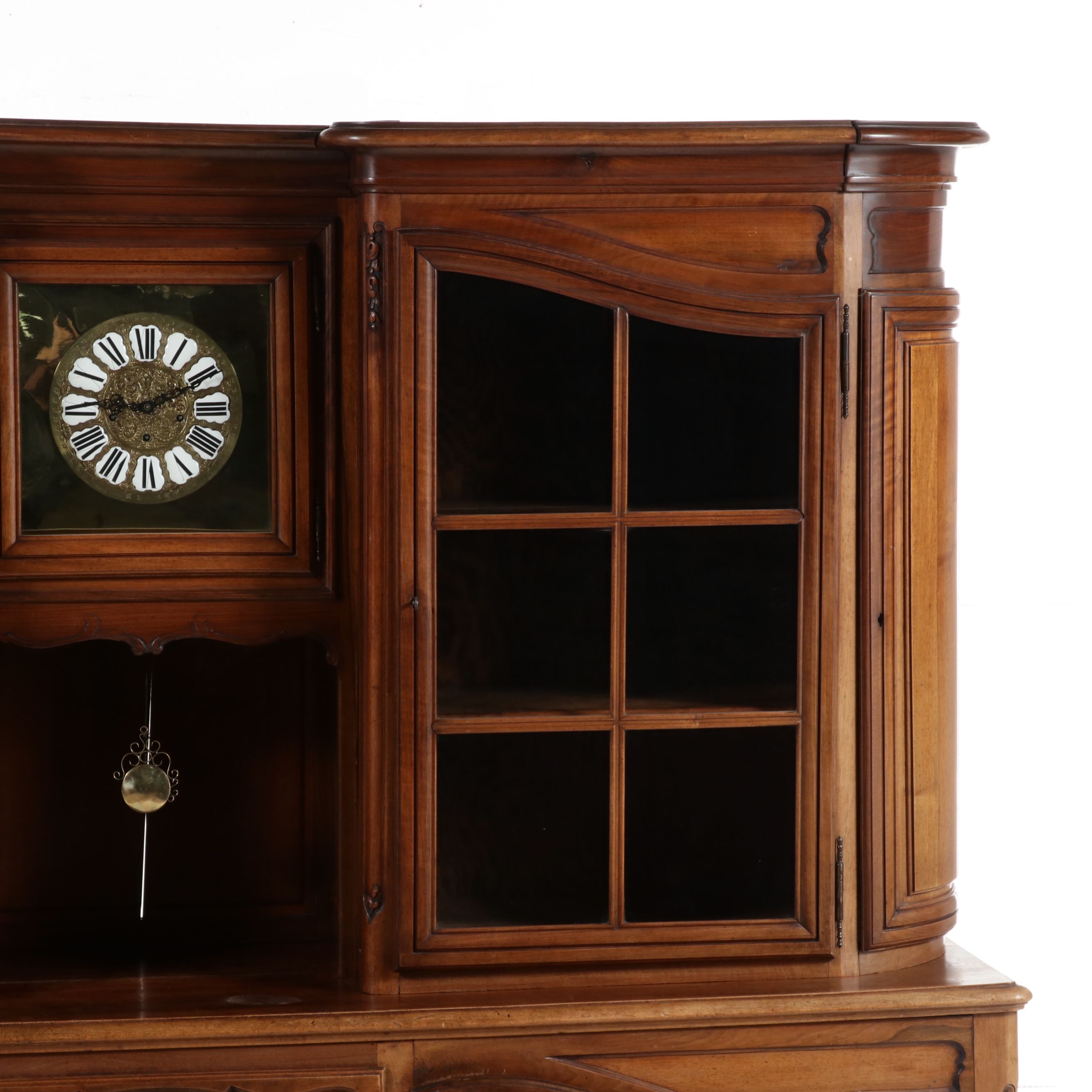 French Provincial Style Carved Walnut Buffet à Deux Corps, Mid to Late 19th C.