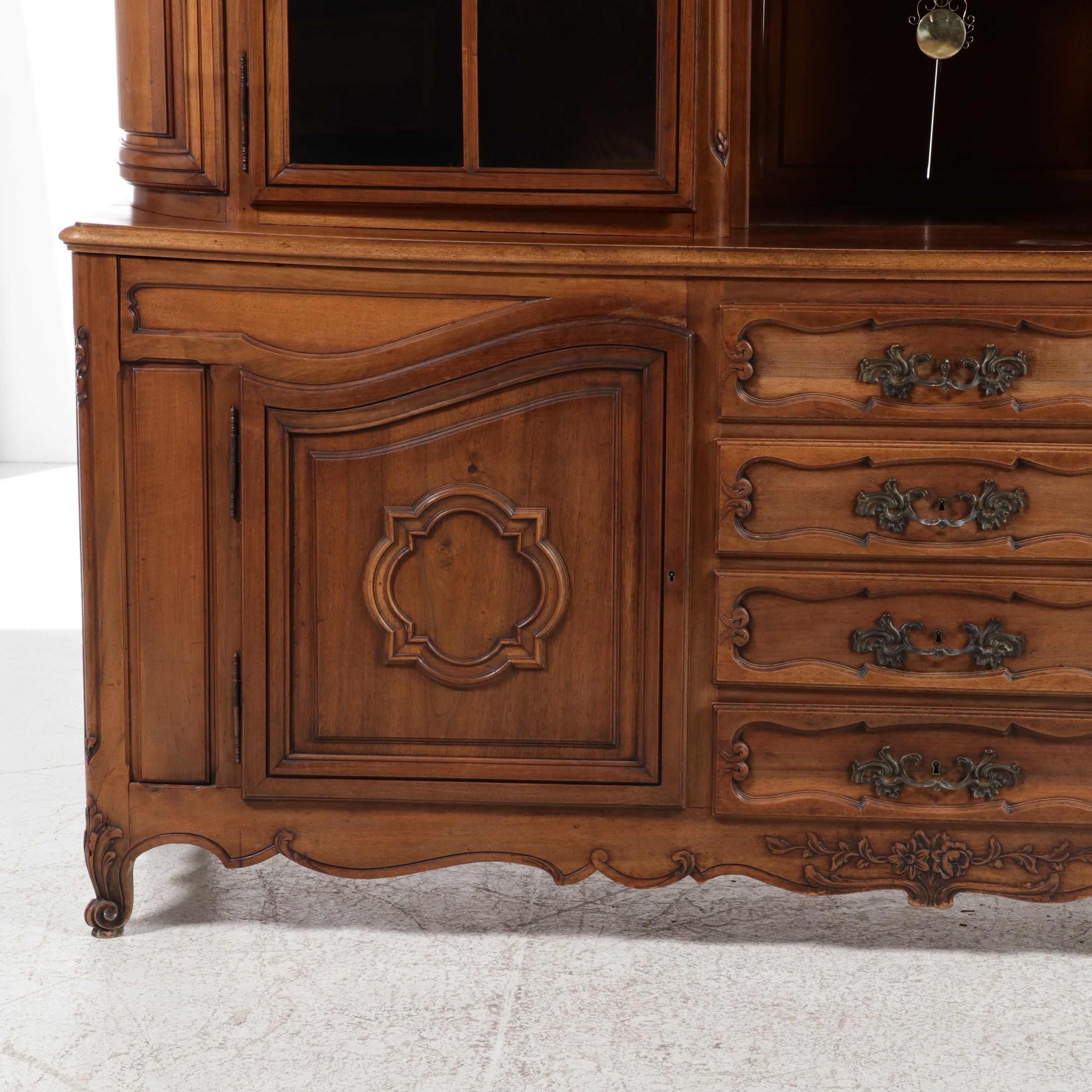 French Provincial Style Carved Walnut Buffet à Deux Corps, Mid to Late 19th C.