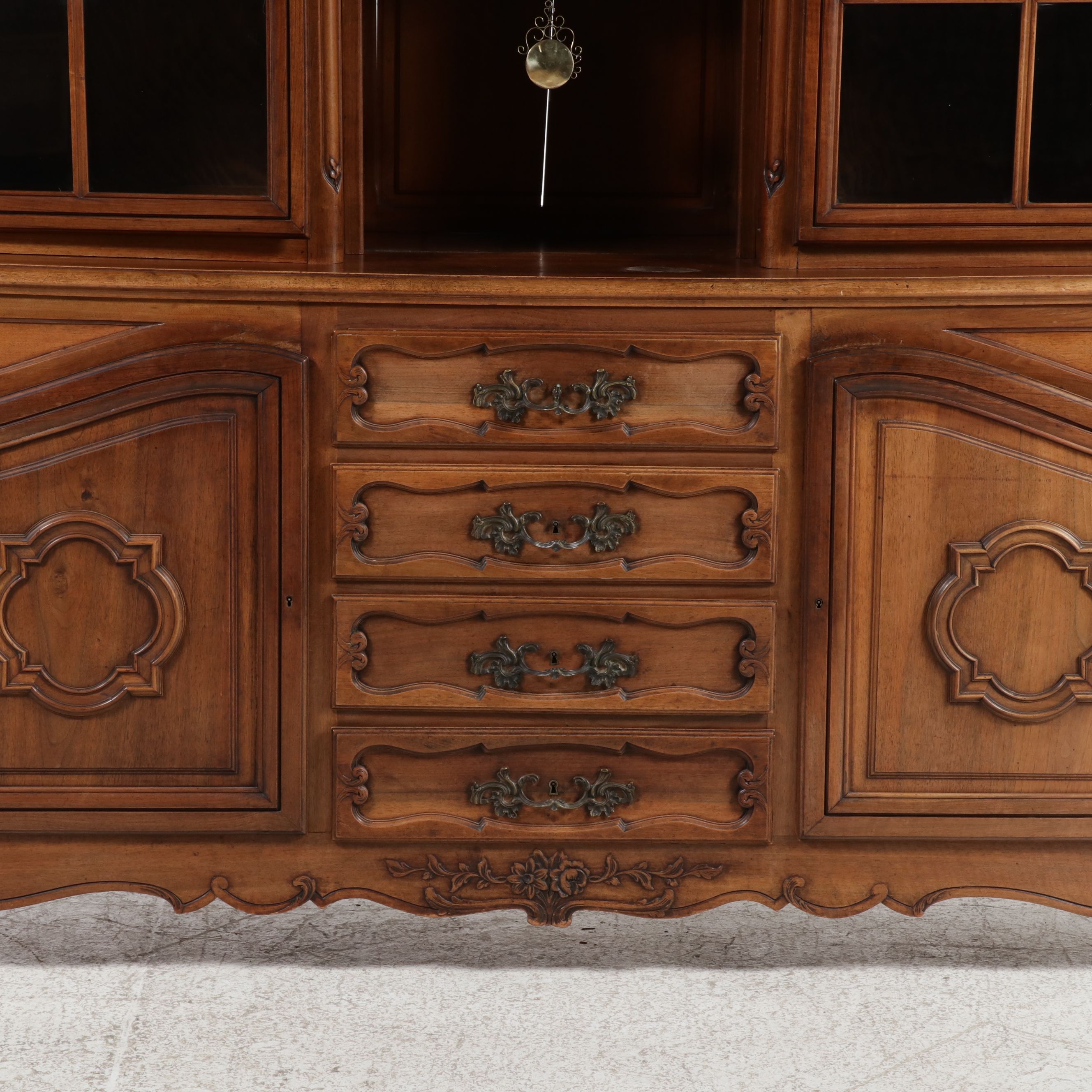 French Provincial Style Carved Walnut Buffet à Deux Corps, Mid to Late 19th C.