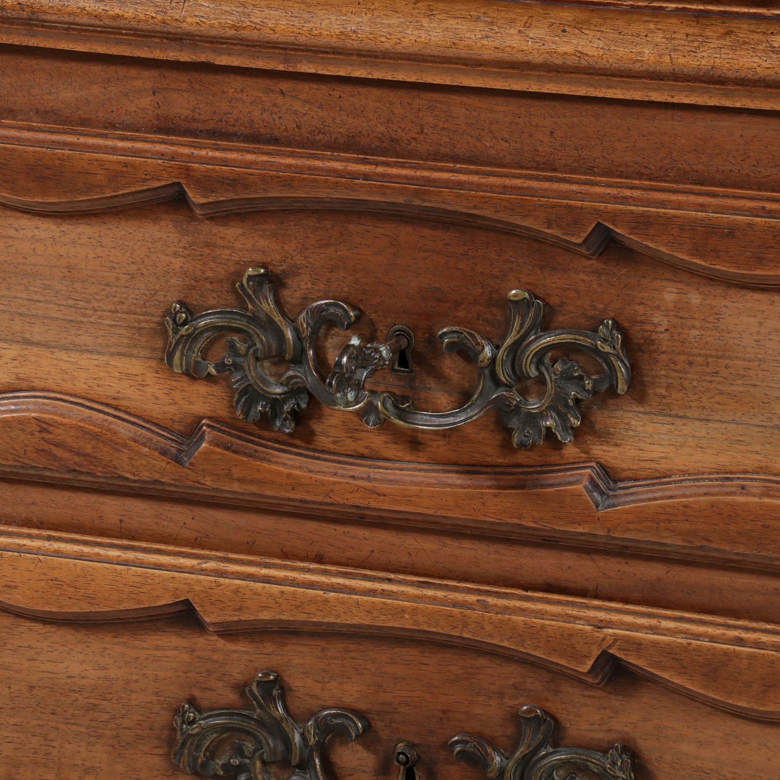 French Provincial Style Carved Walnut Buffet à Deux Corps, Mid to Late 19th C.