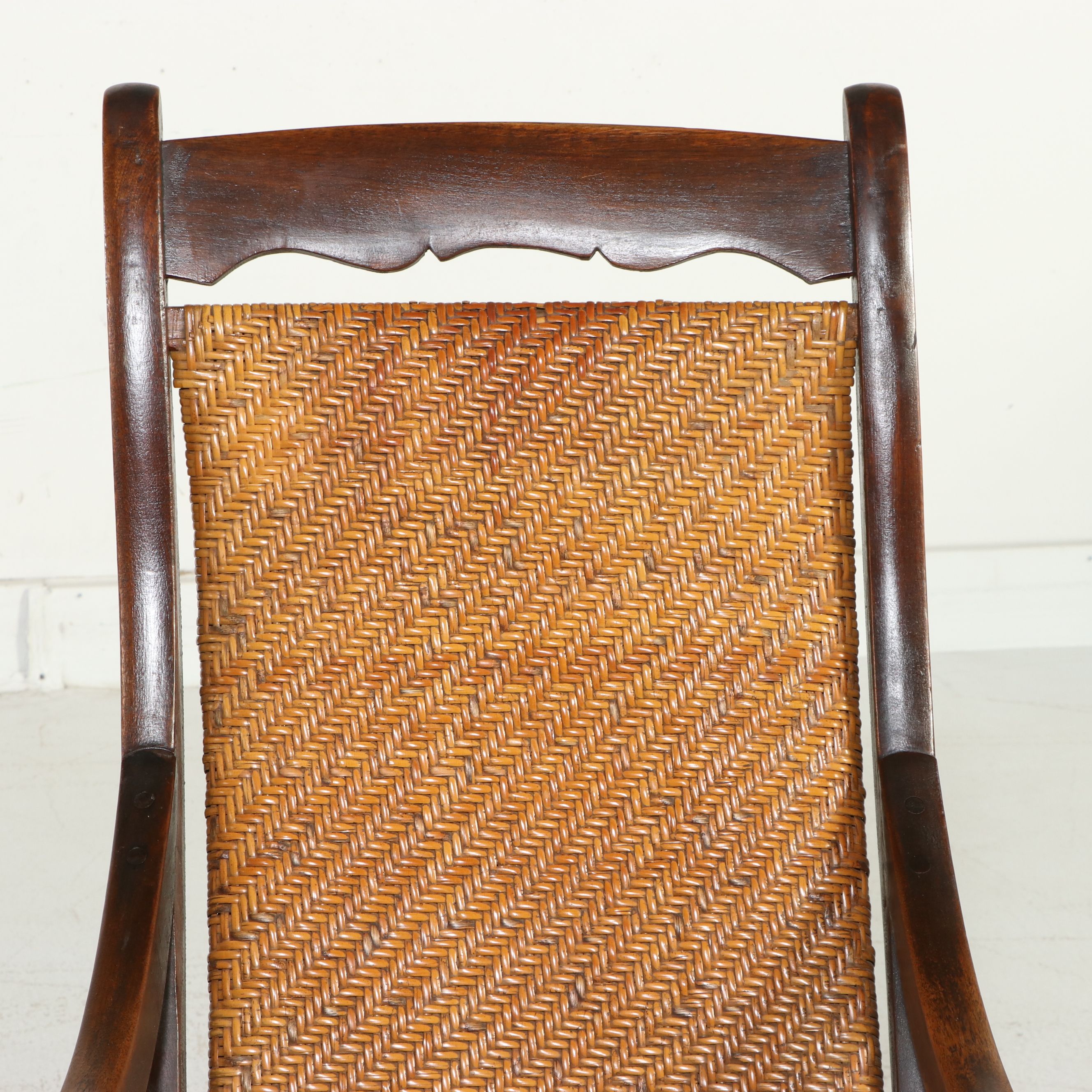 Victorian Wicker and Walnut Rocking Chair, 19th Century