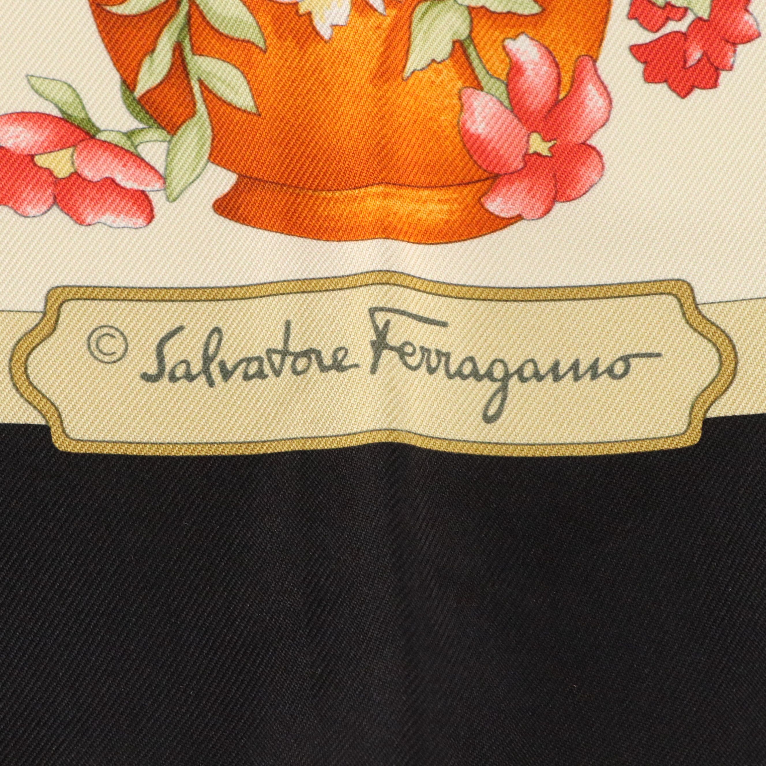 Salvatore Ferragamo India/Floral Scarf 90 in Silk Twill