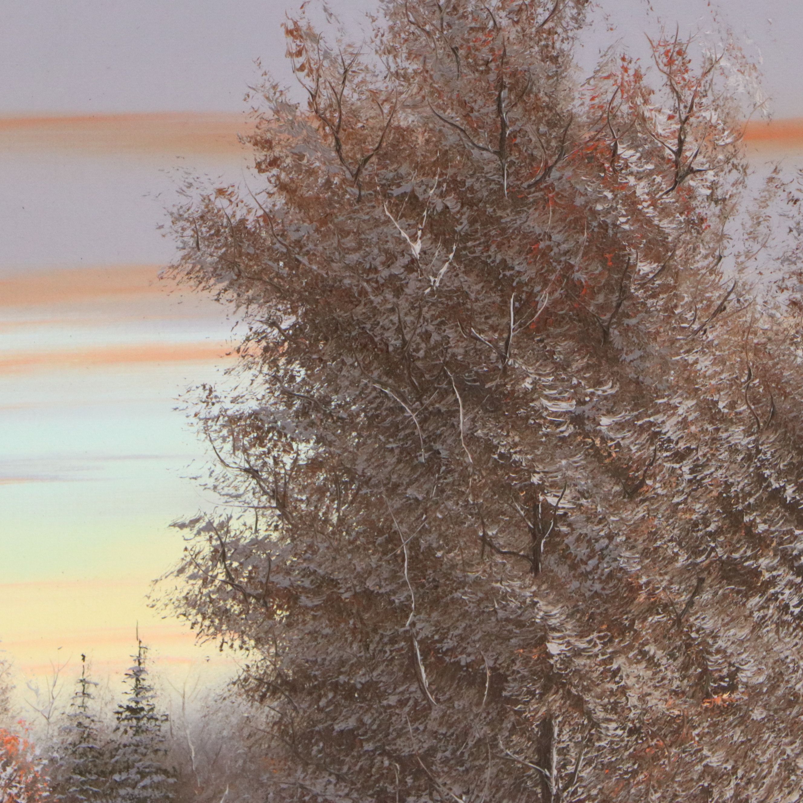 Bruce A. Hume Acrylic Painting of Winter Landscape, Mid to Late 20th Century