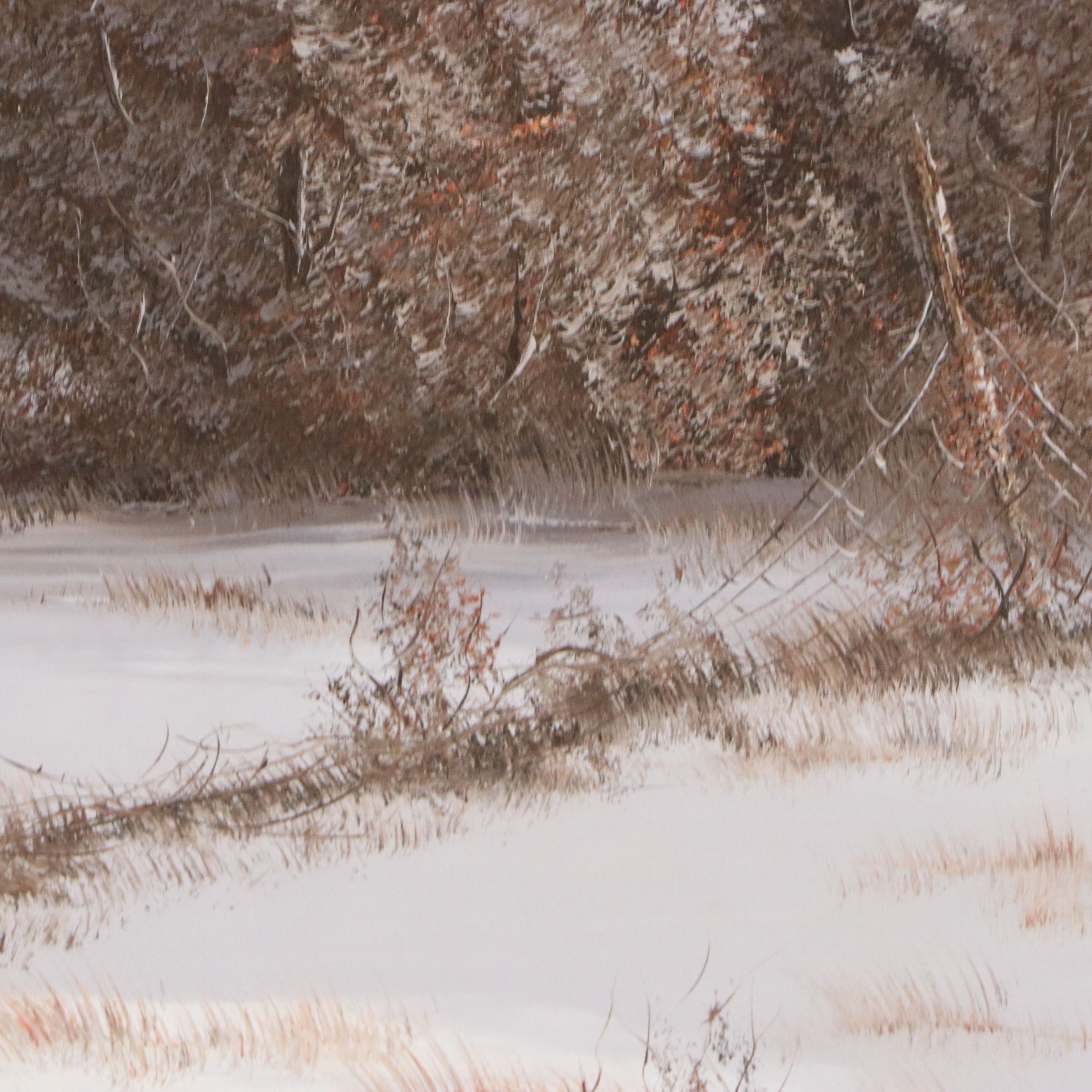 Bruce A. Hume Acrylic Painting of Winter Landscape, Mid to Late 20th Century