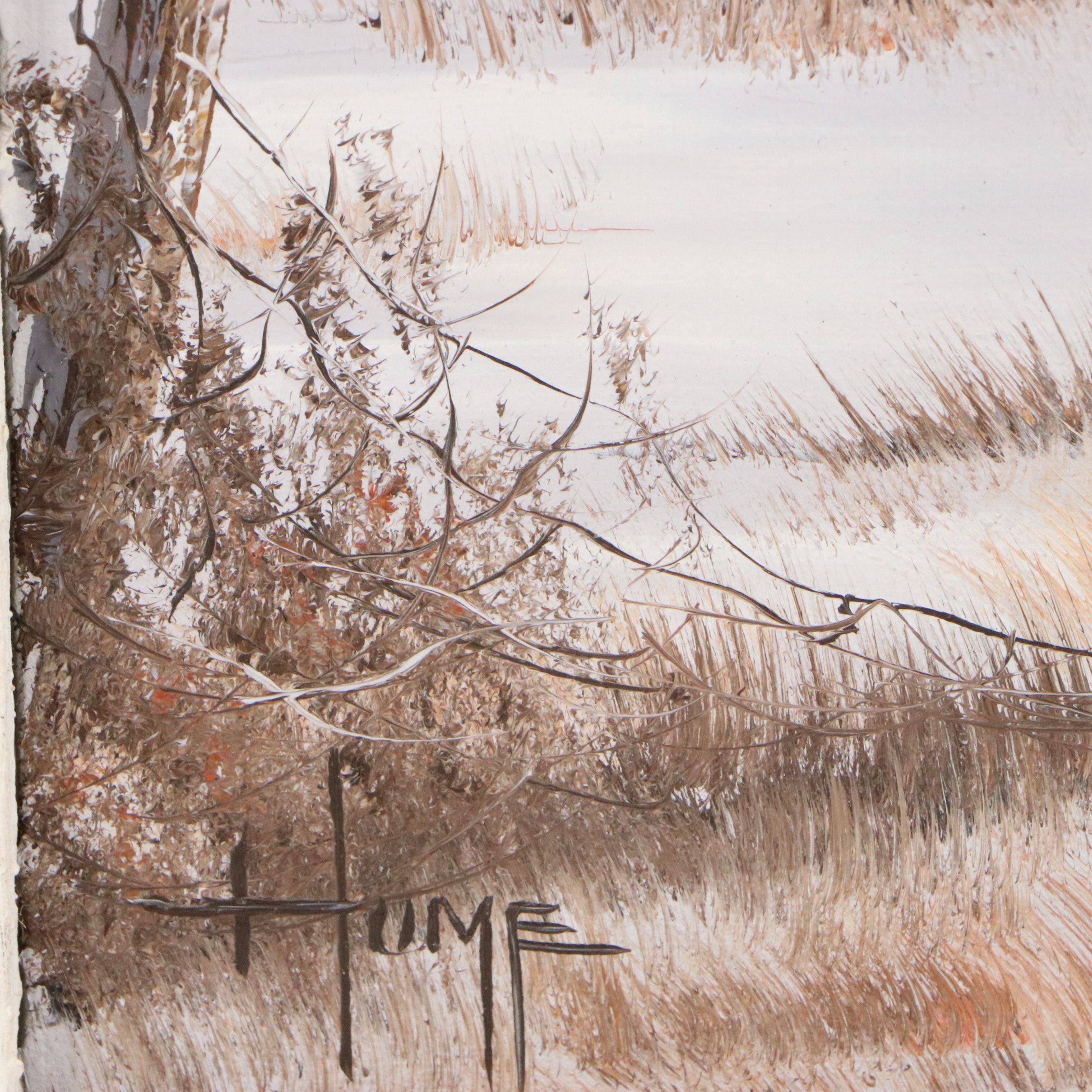 Bruce A. Hume Acrylic Painting of Winter Landscape, Mid to Late 20th Century