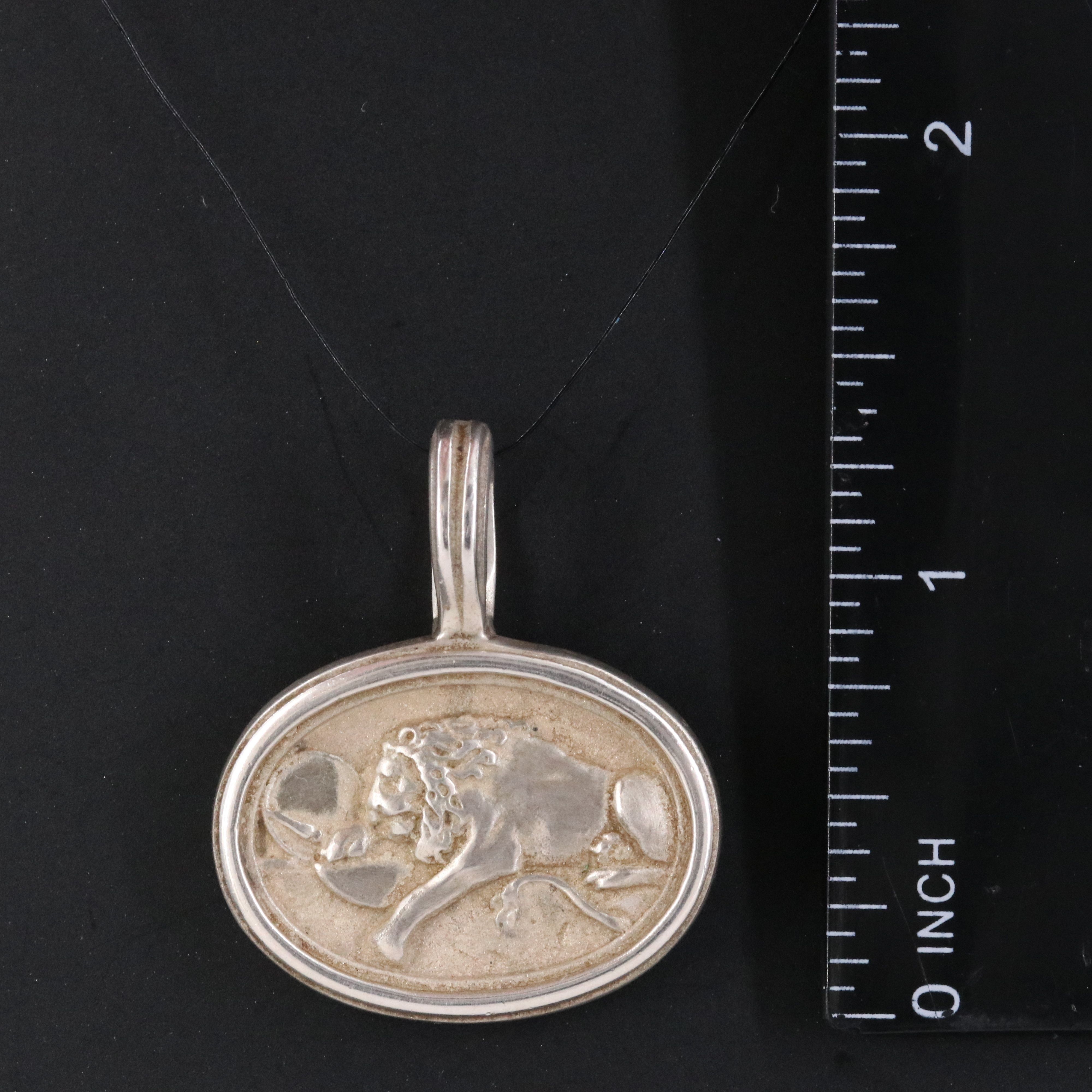 Sterling Figural Lion Enhancer Pendant