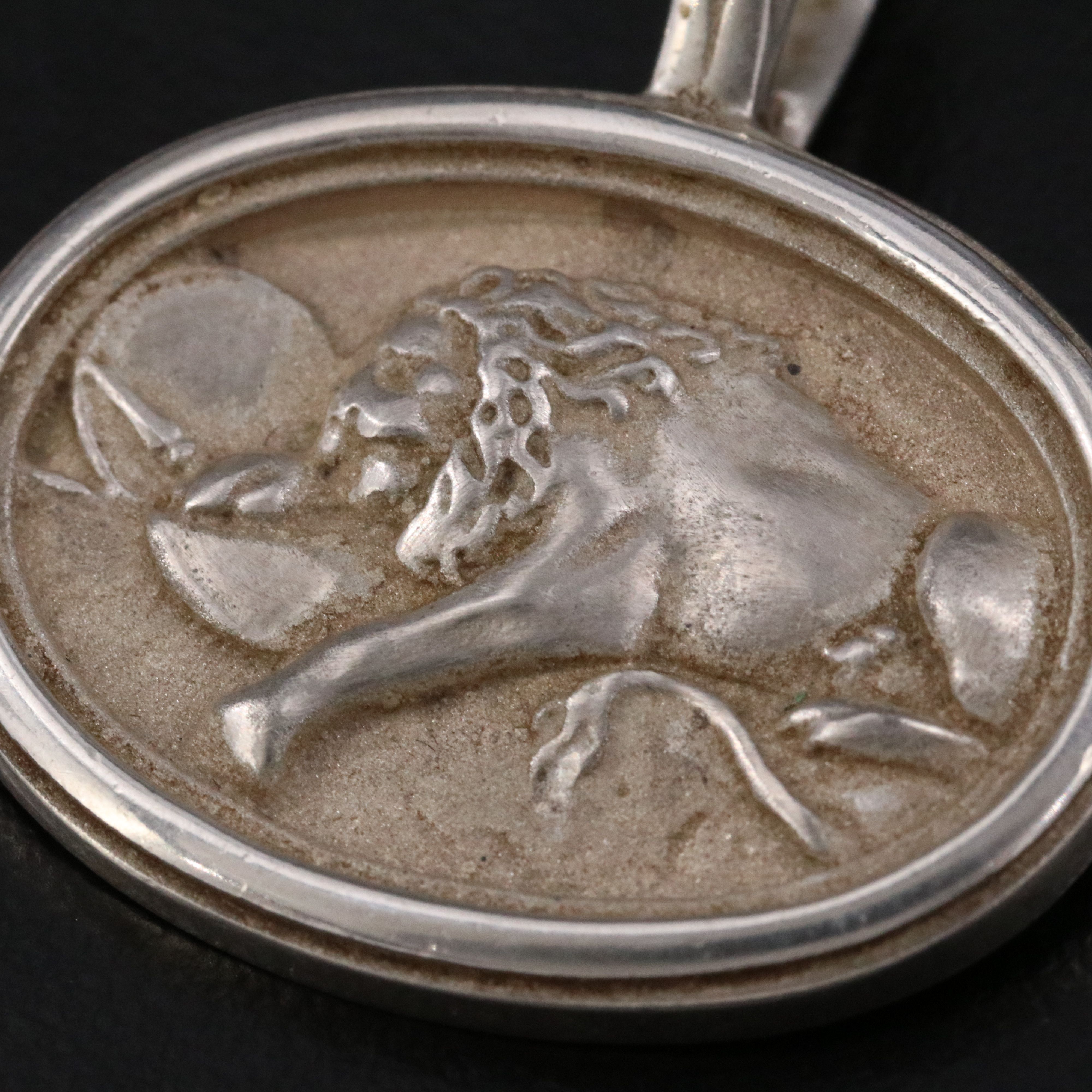 Sterling Figural Lion Enhancer Pendant