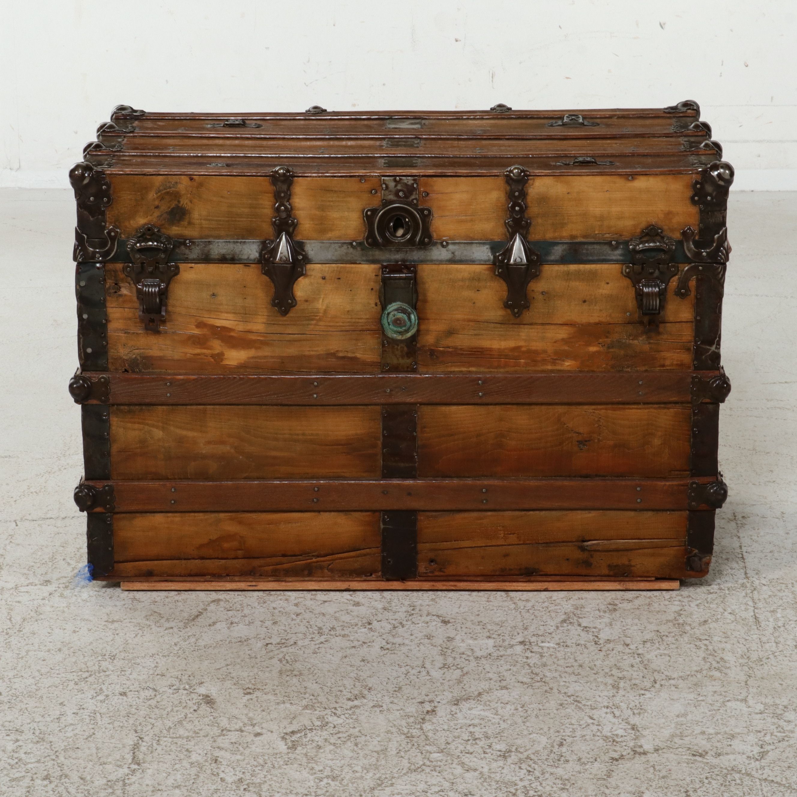 American Steamer Trunk with Slat-Top and Iron Hardware, Late 19th Century