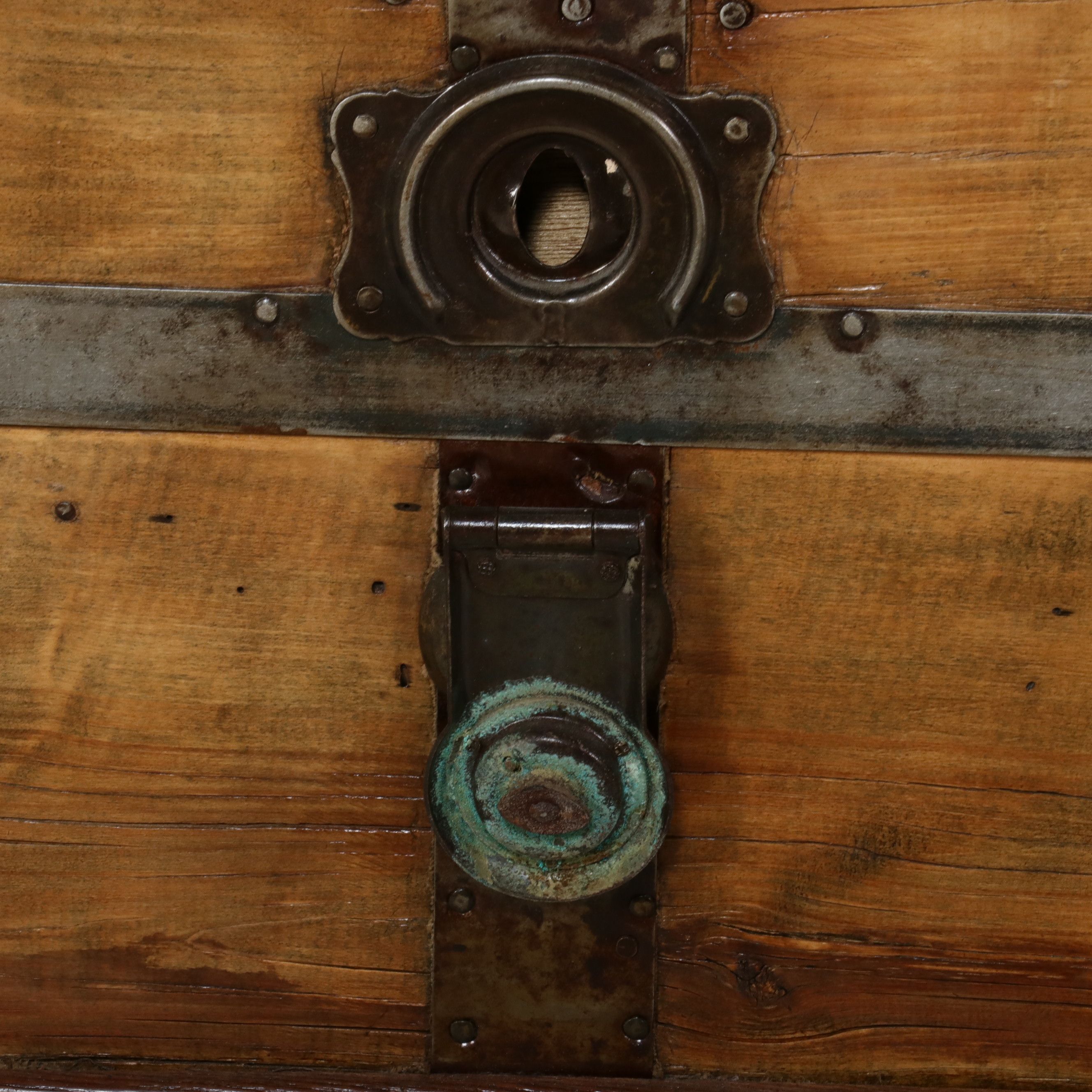 American Steamer Trunk with Slat-Top and Iron Hardware, Late 19th Century