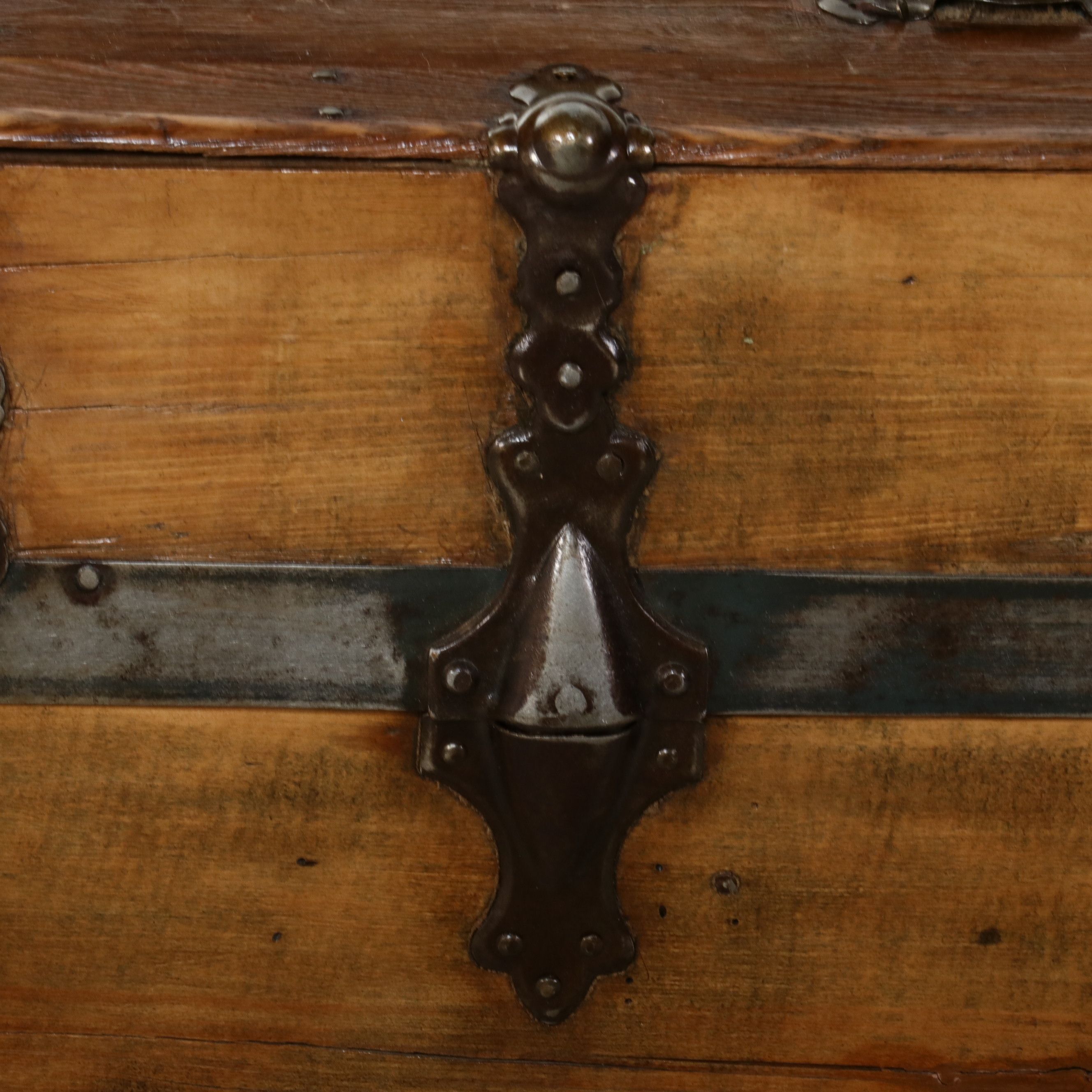 American Steamer Trunk with Slat-Top and Iron Hardware, Late 19th Century