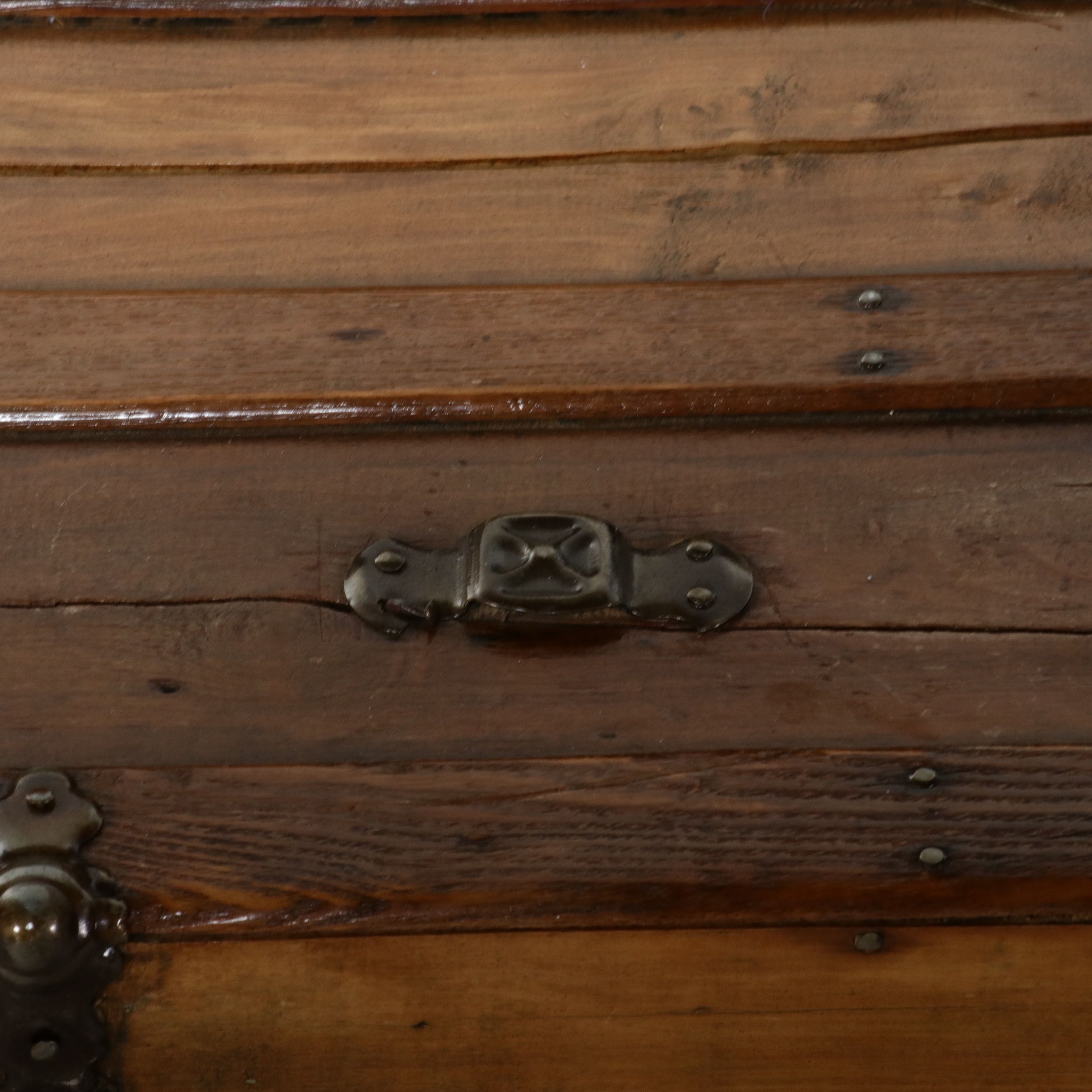 American Steamer Trunk with Slat-Top and Iron Hardware, Late 19th Century