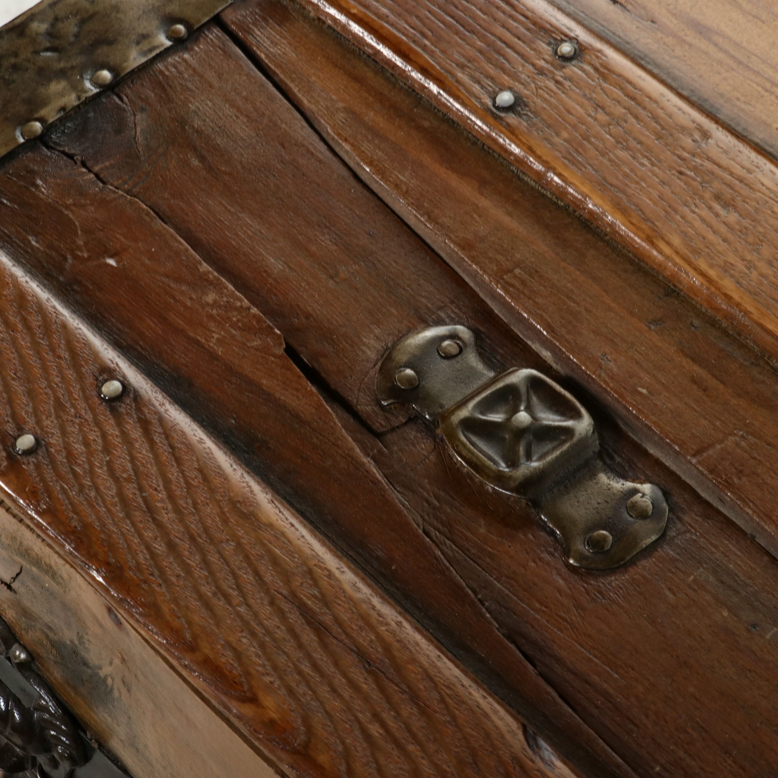American Steamer Trunk with Slat-Top and Iron Hardware, Late 19th Century