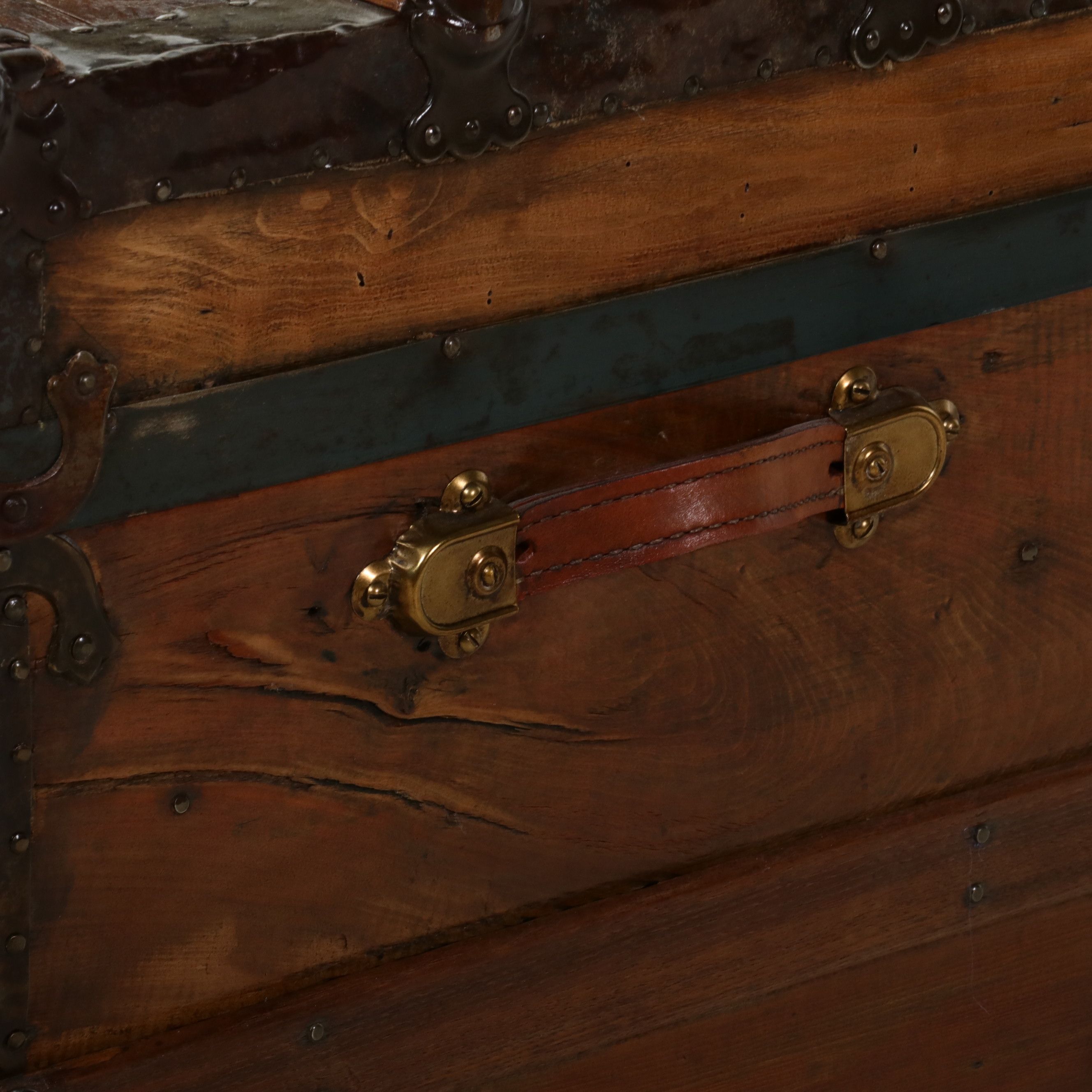 American Steamer Trunk with Slat-Top and Iron Hardware, Late 19th Century