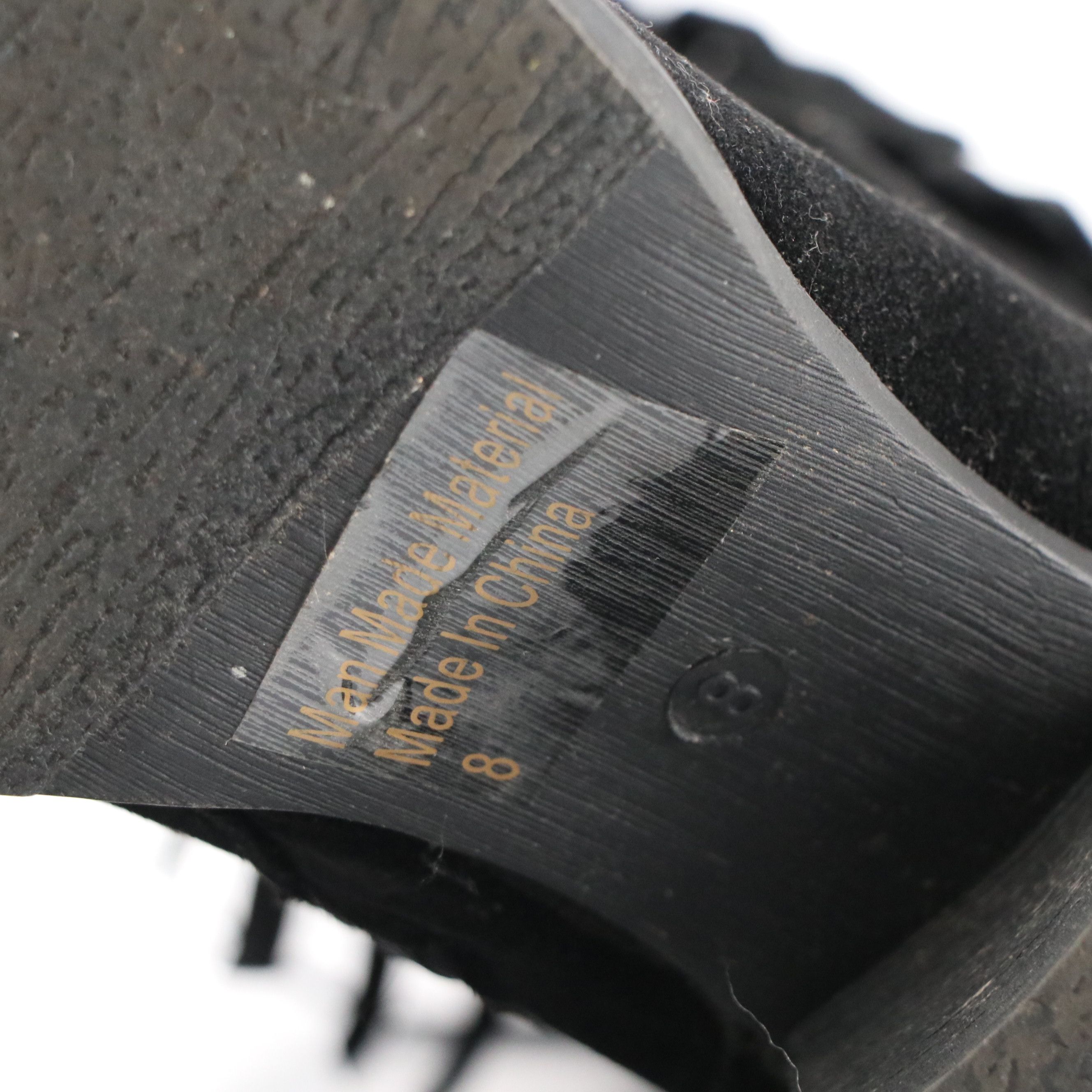 Corkys Siqux Heeled Fringe Boots in Black Faux Suede with Braided Trimming