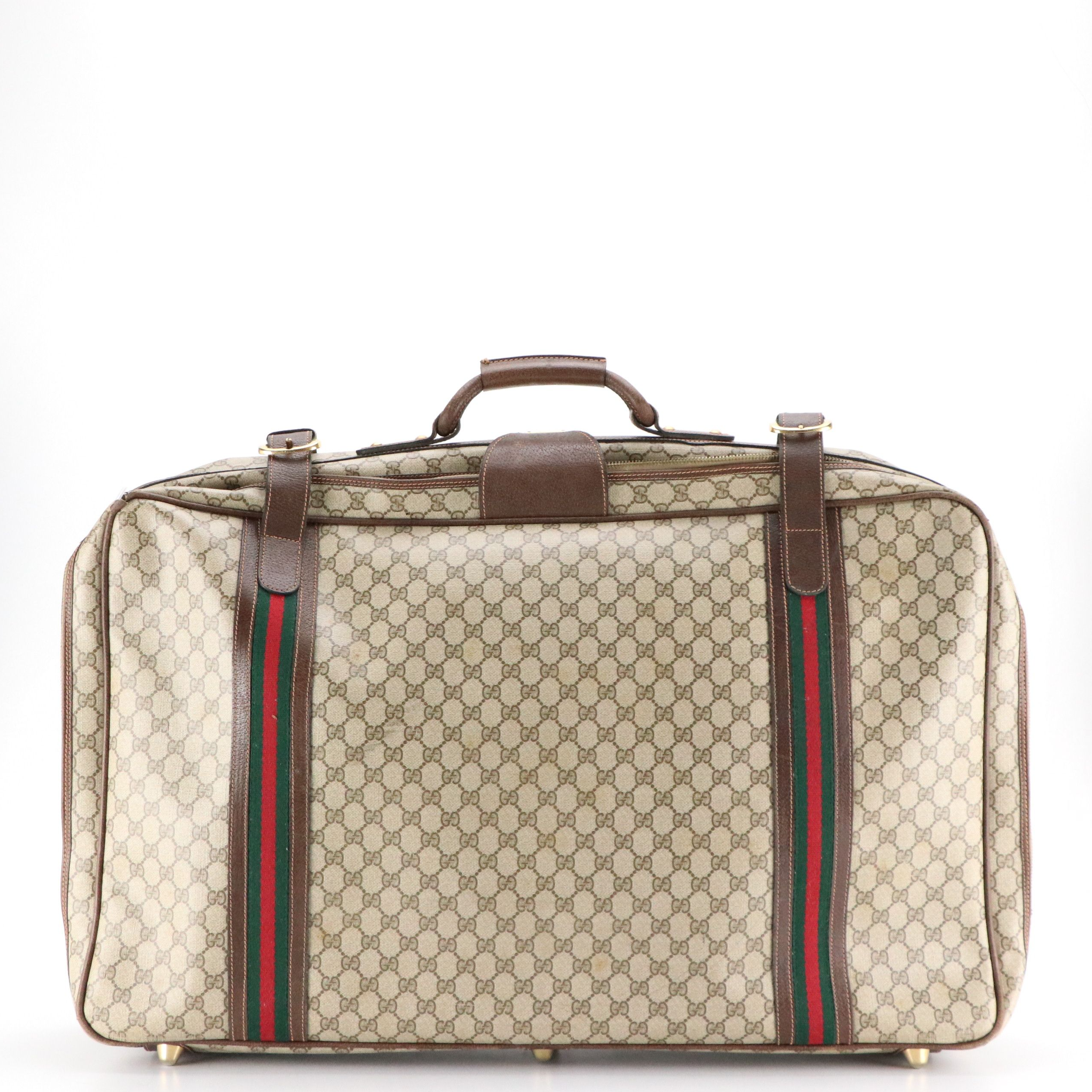 Gucci Web Stripe 29" Softside Suitcase in GG Supreme Canvas, 1960s