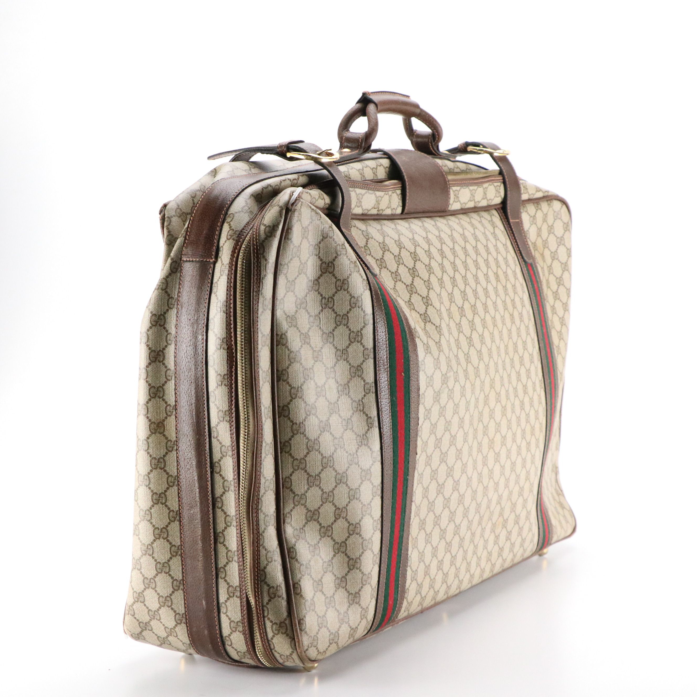 Gucci Web Stripe 29" Softside Suitcase in GG Supreme Canvas, 1960s