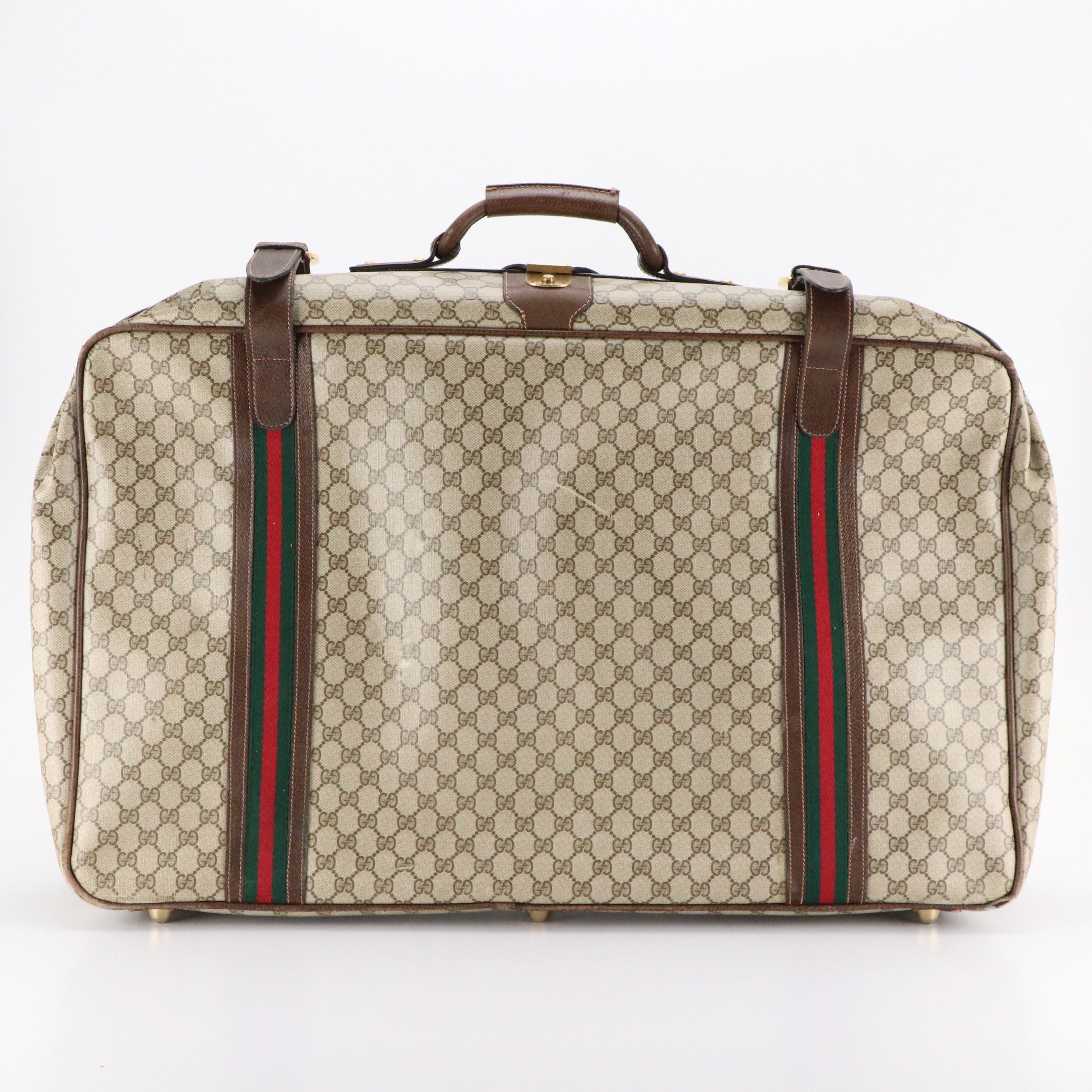 Gucci Web Stripe 29" Softside Suitcase in GG Supreme Canvas, 1960s