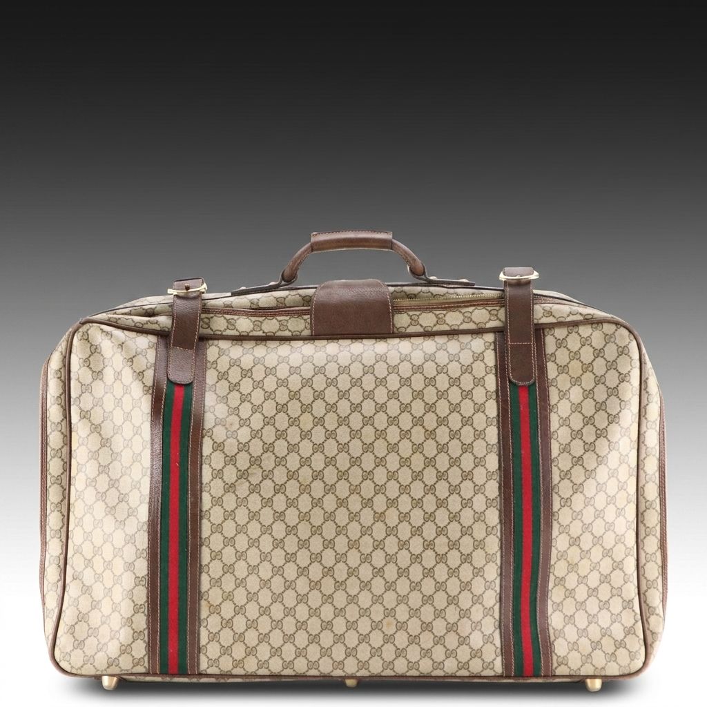 Gucci Web Stripe 29" Softside Suitcase in GG Supreme Canvas, 1960s