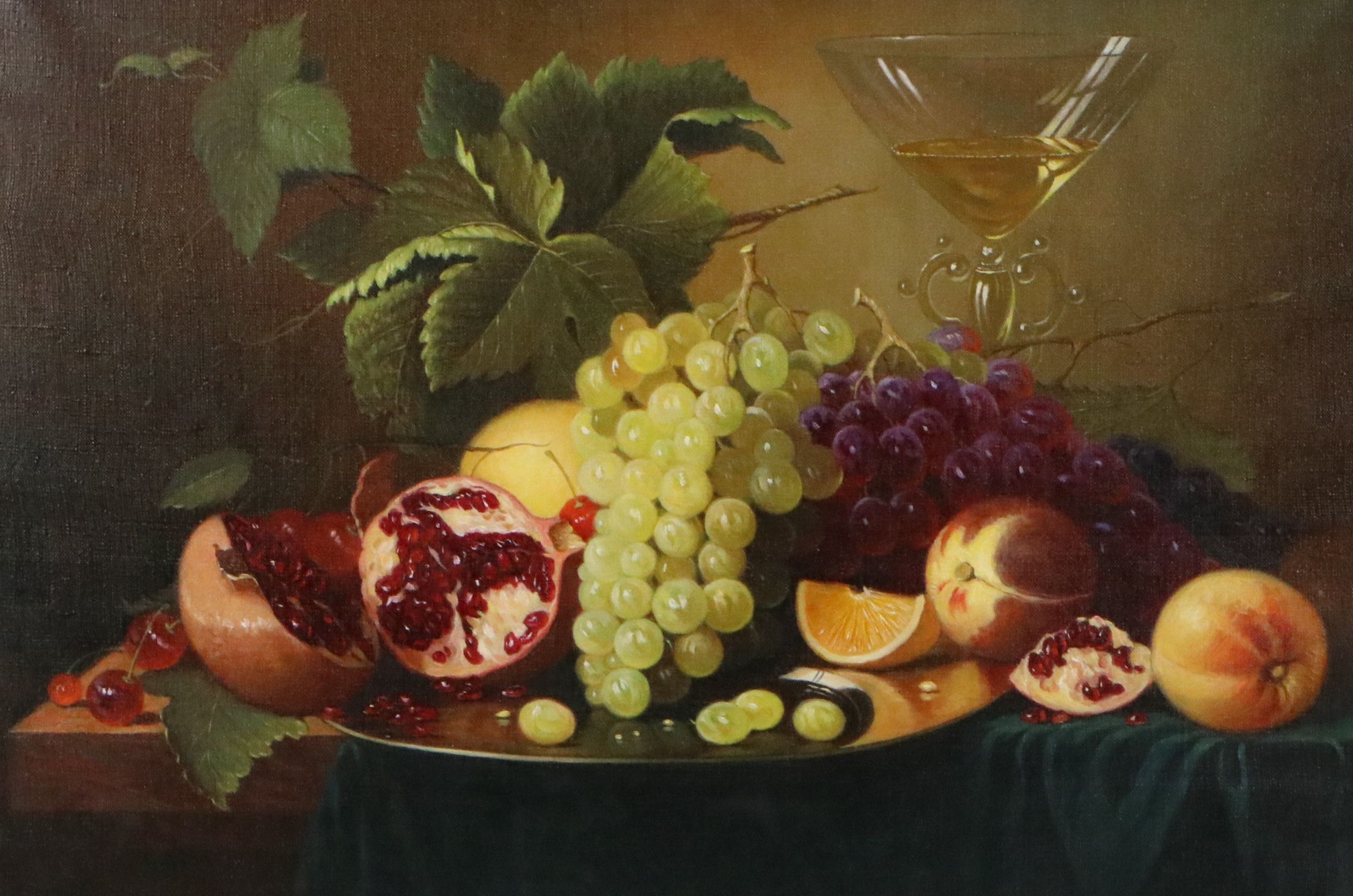 Fruit Still Life Oil Painting, Late 20th Century