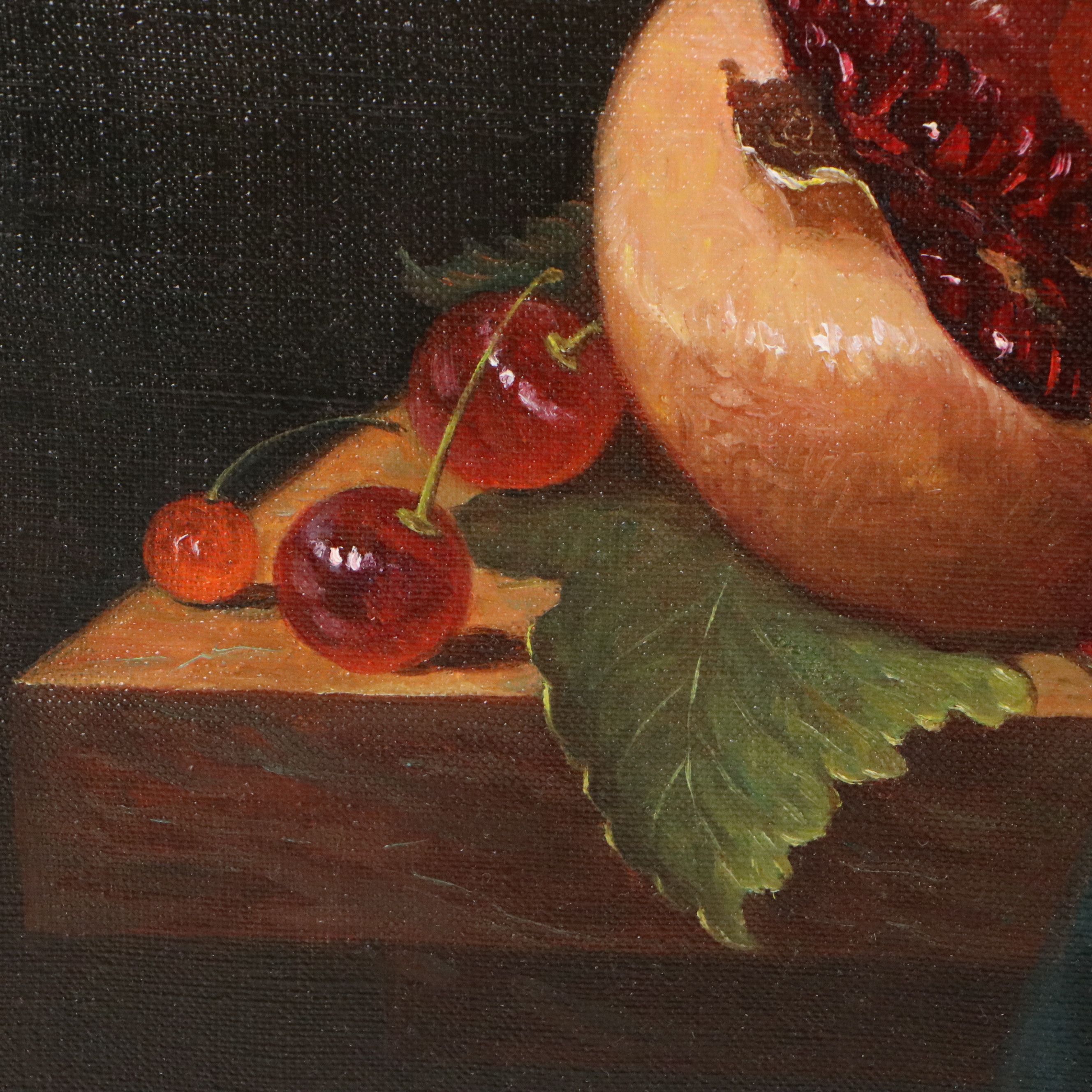 Fruit Still Life Oil Painting, Late 20th Century