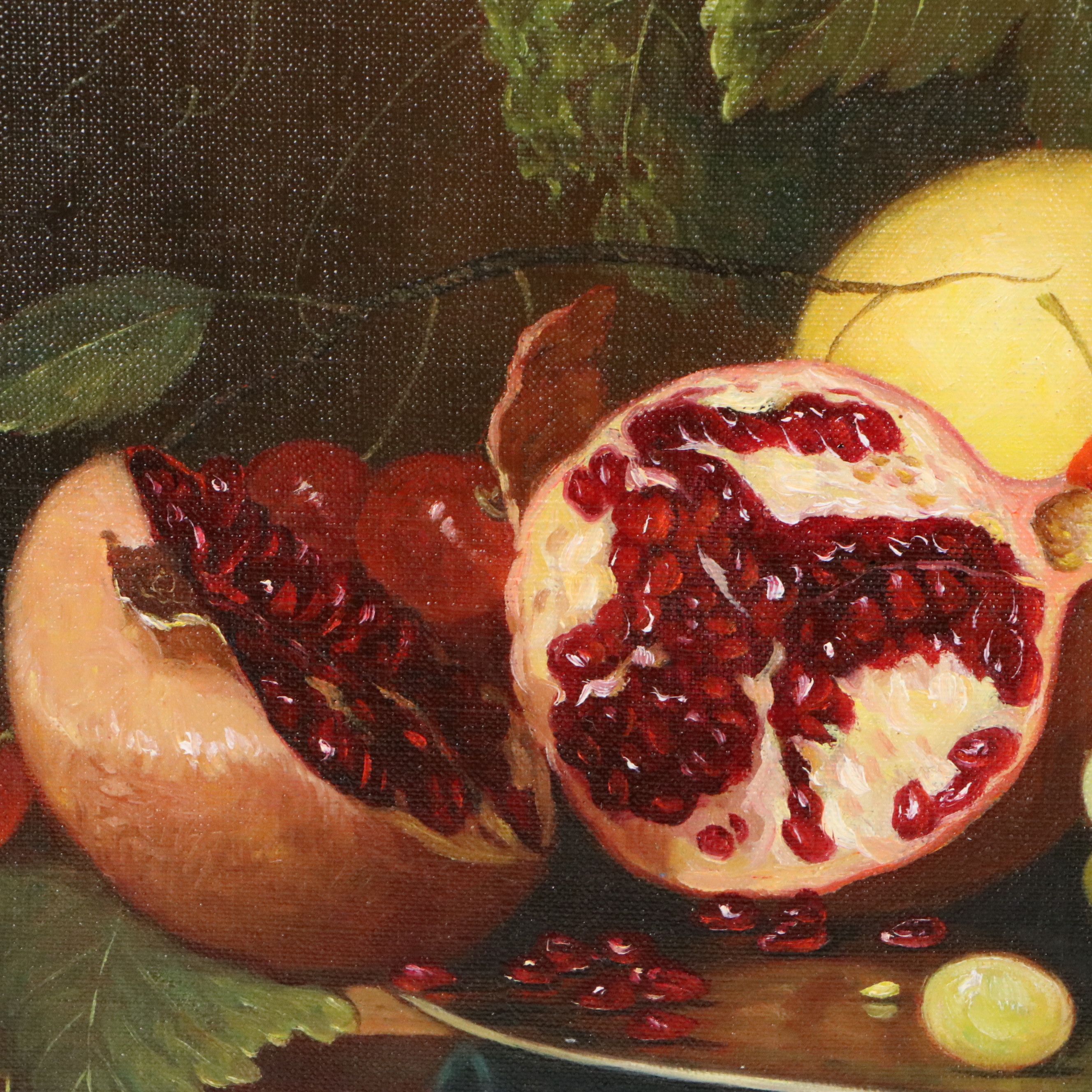 Fruit Still Life Oil Painting, Late 20th Century