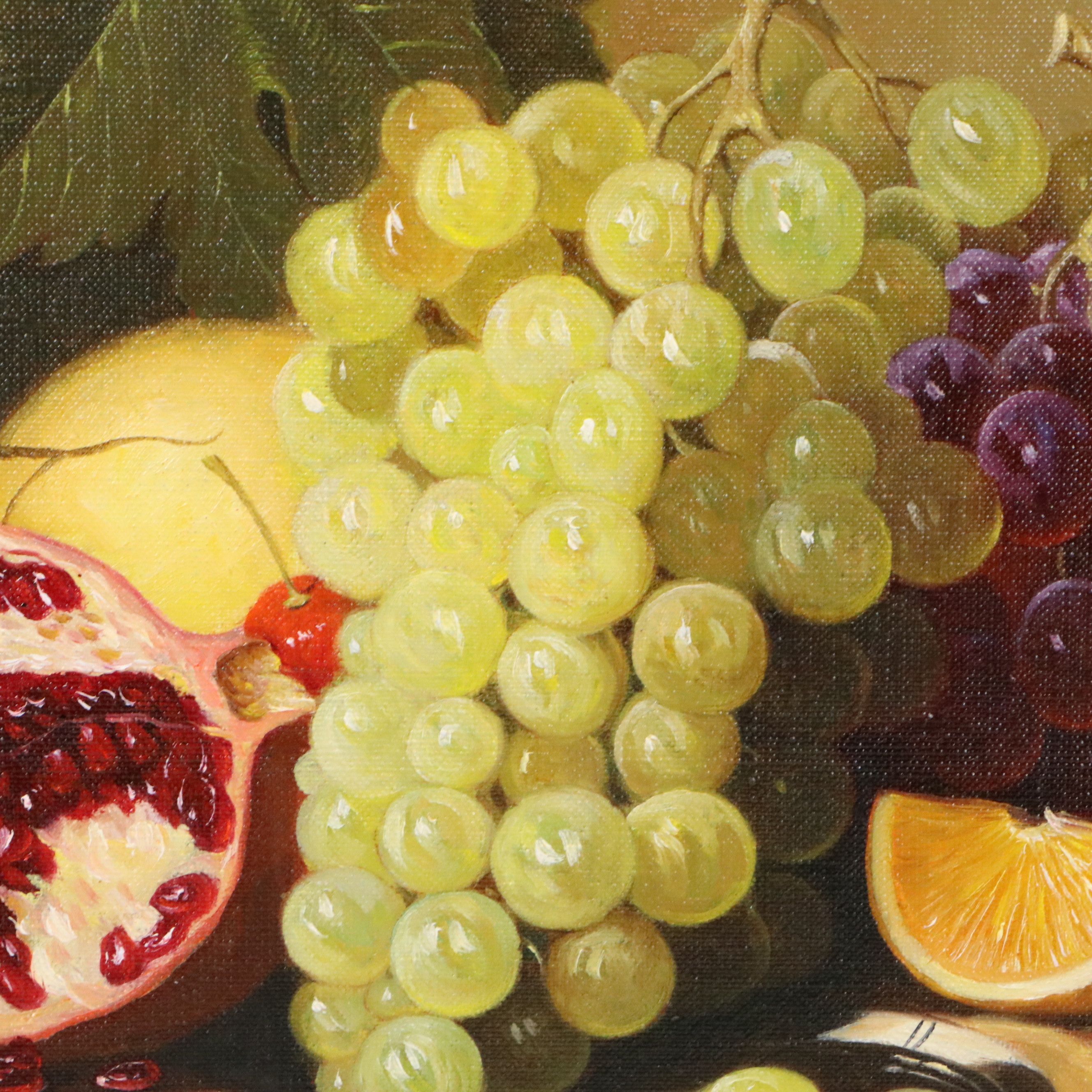 Fruit Still Life Oil Painting, Late 20th Century