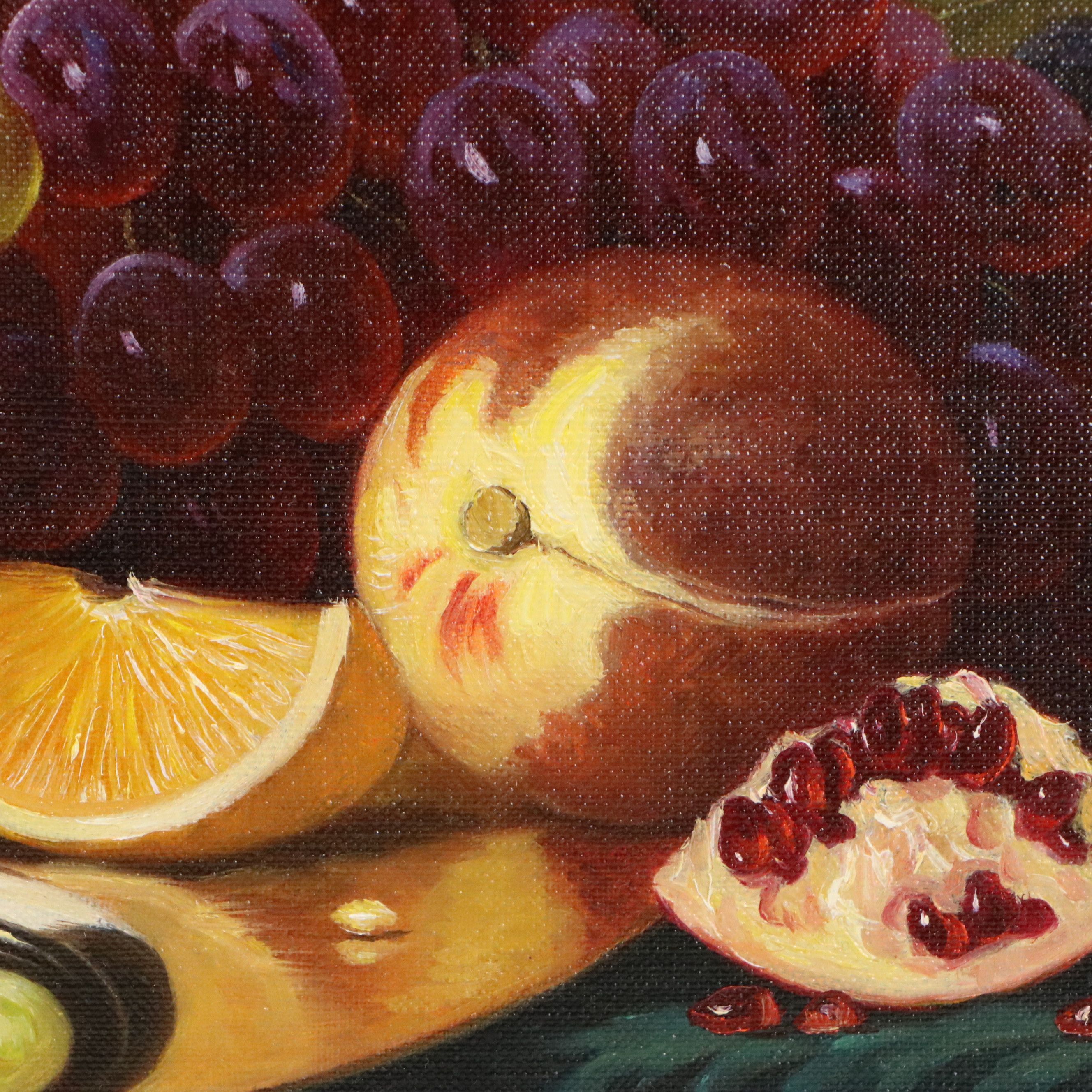 Fruit Still Life Oil Painting, Late 20th Century