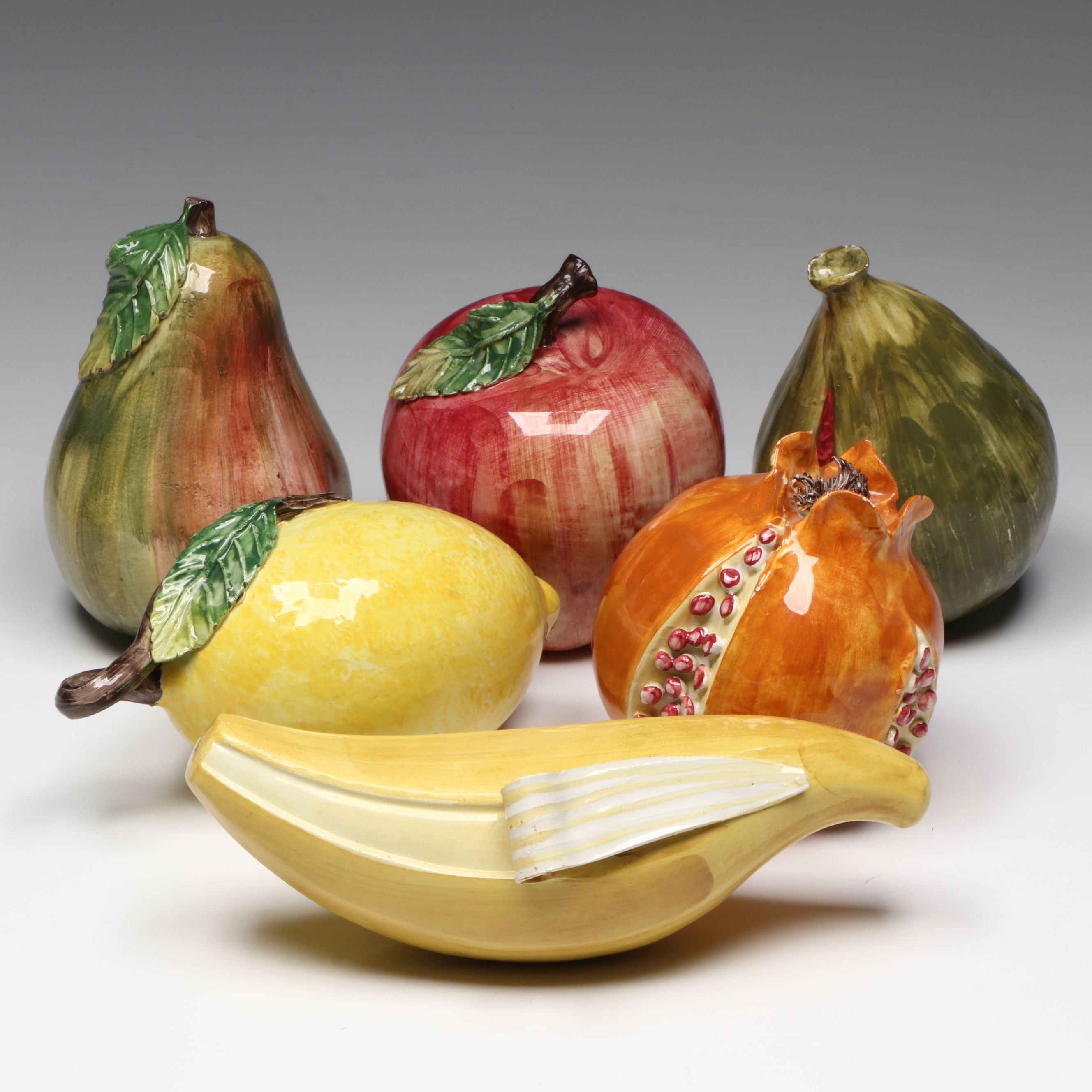 Handmade Italian Ceramic Fruit Sculptures