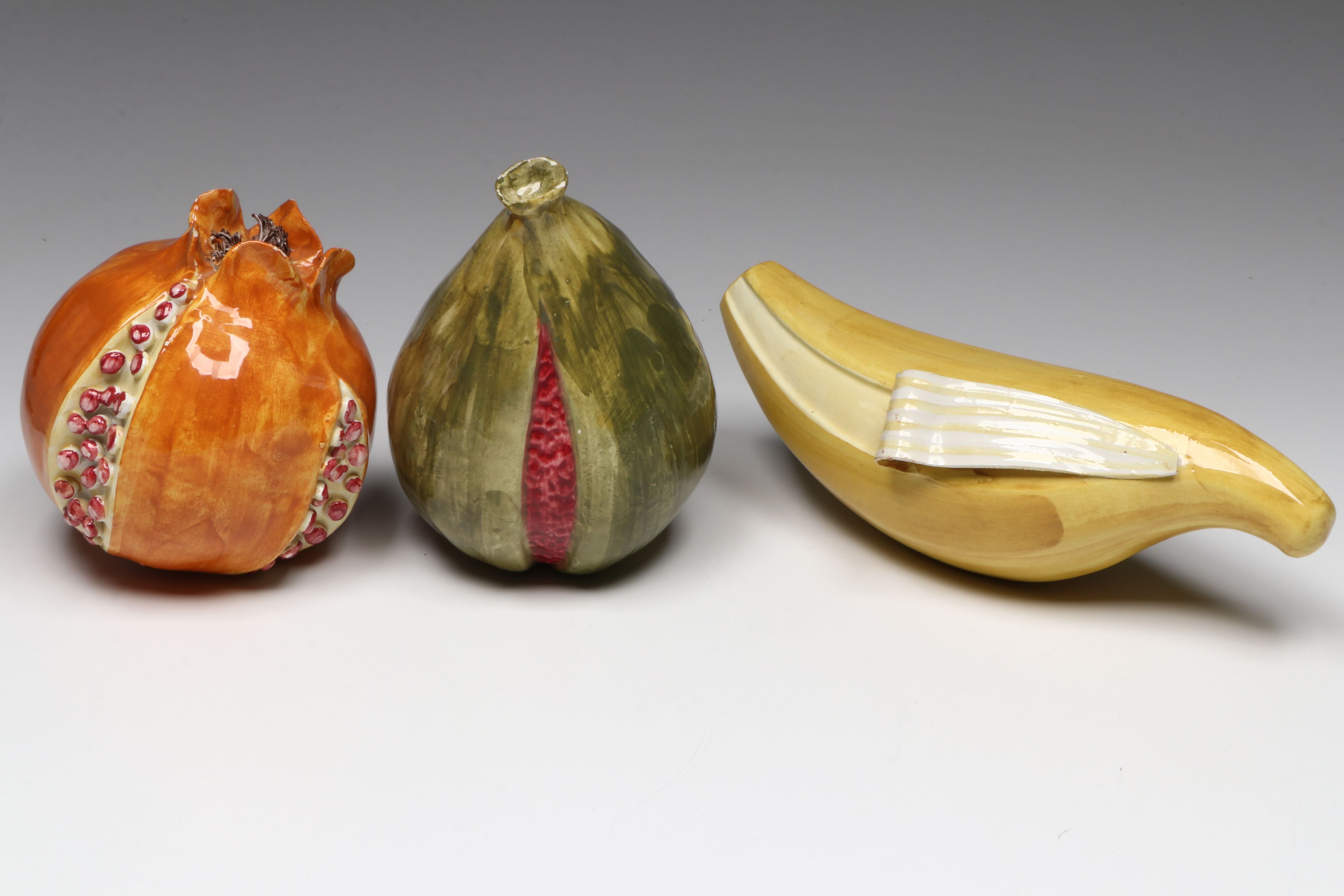 Handmade Italian Ceramic Fruit Sculptures