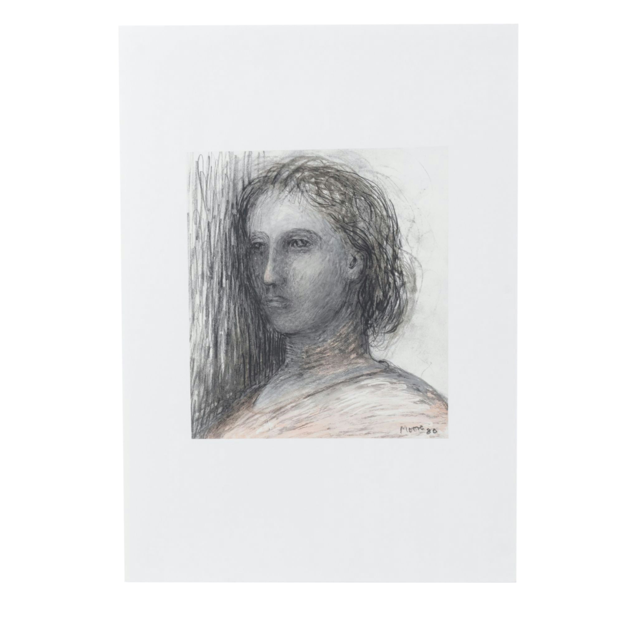 Offset Lithograph After Henry Moore "Head of Girl", 1983