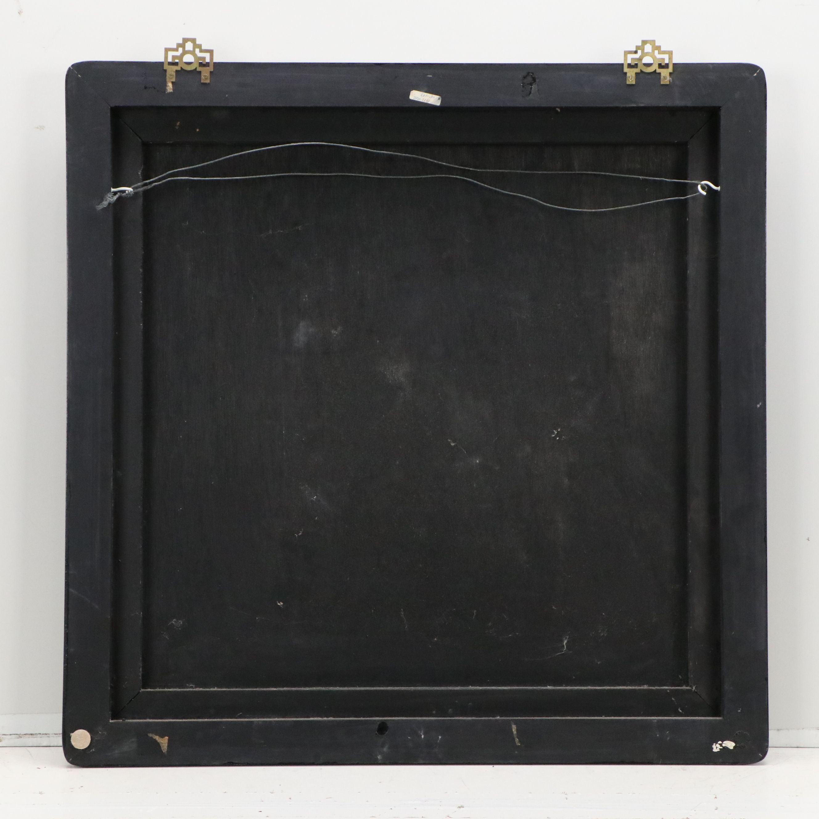 Japanese Lacquered Wood Panel with Hand-Painted Cranes Scene