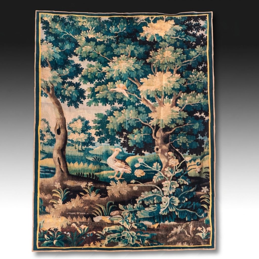 Contemporary French Verdure Aubusson Genre Scene Tapestry