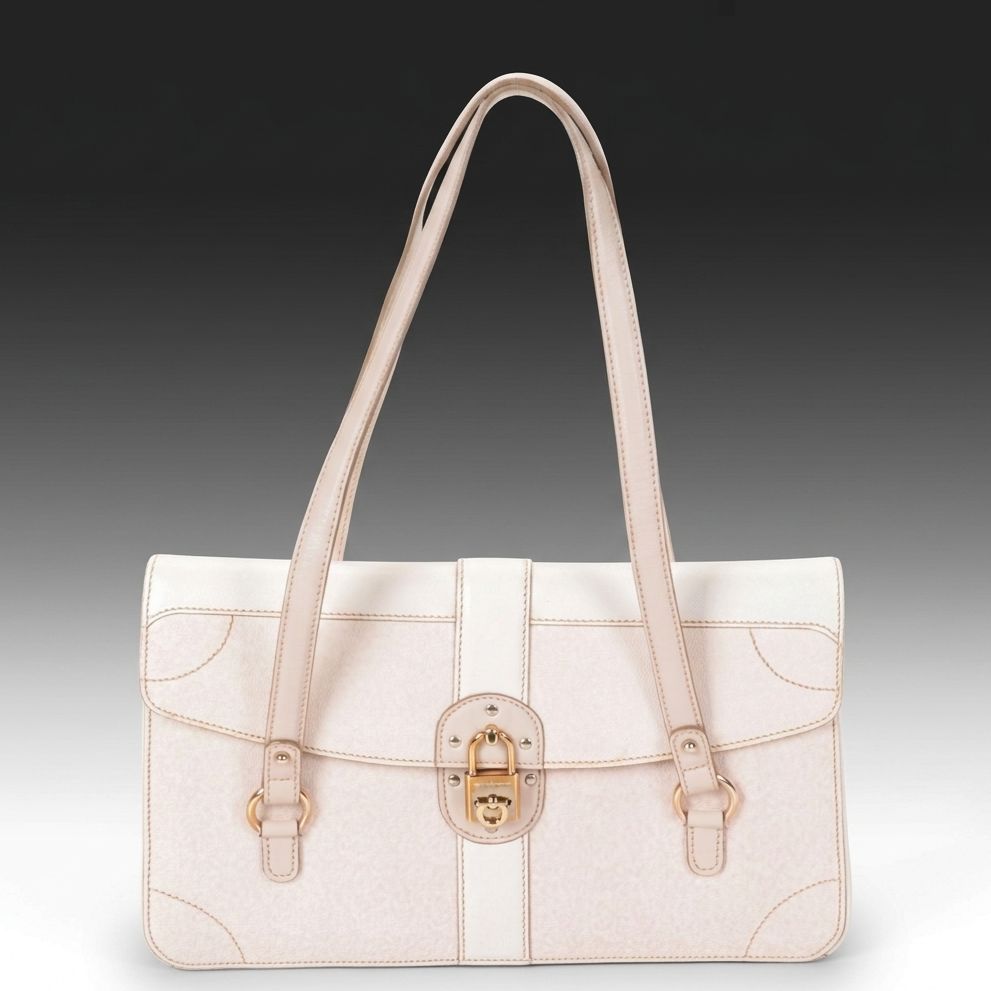 Salvatore Ferragamo Gancini Alabaster Beige Shoulder Bag