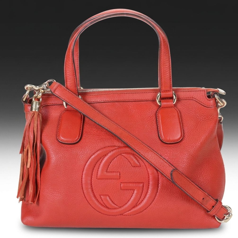 Gucci Interlocking GG Soho Two-Way Bag in Red Pebble Grain Leather