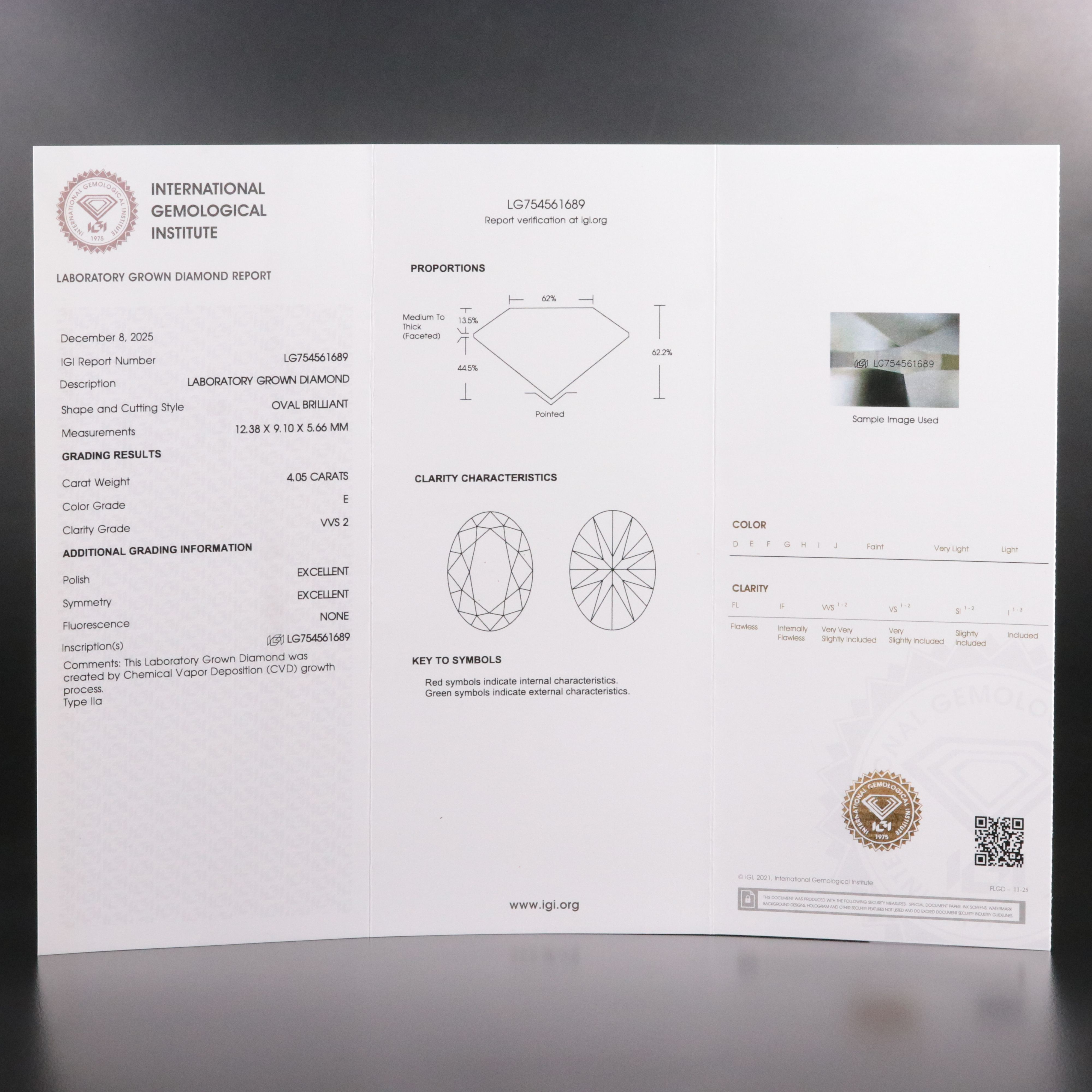 14K 4.05 CT Lab Grown Diamond Solitaire Ring with IGI Report