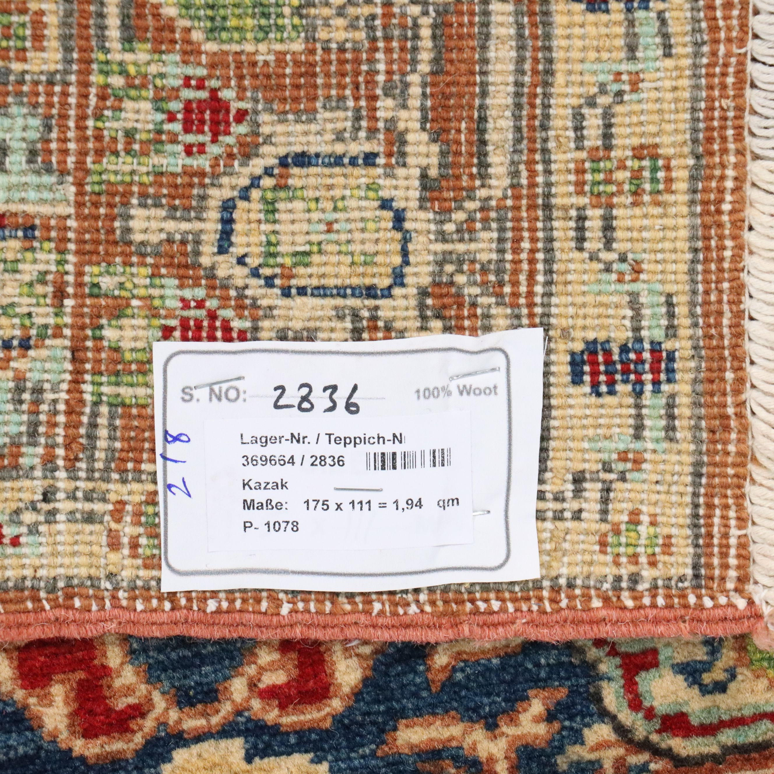 3'8 x 5'10 Hand-Knotted Afghan Kazak Area Rug