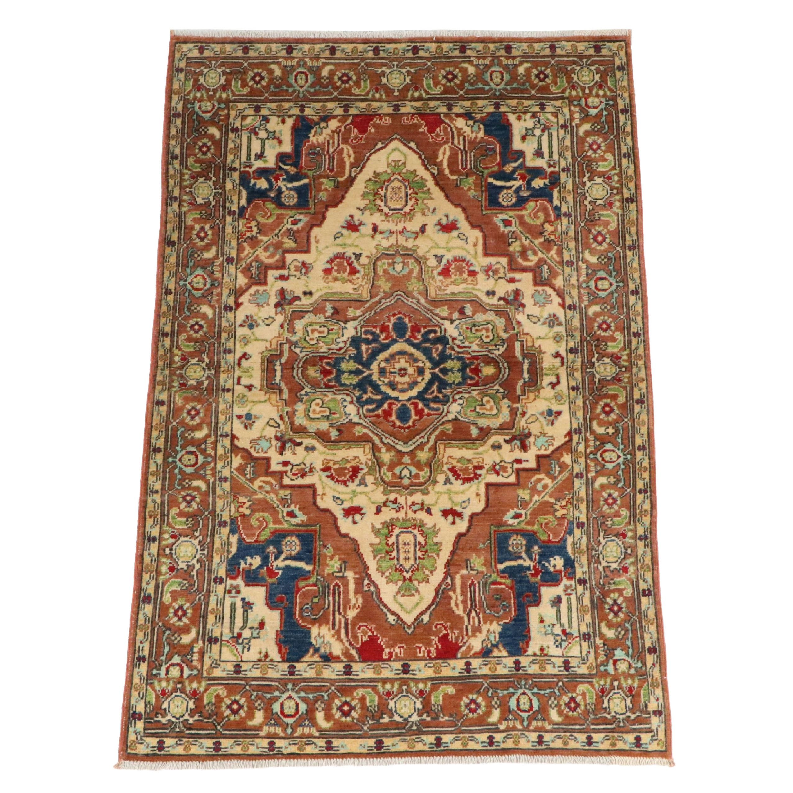 3'8 x 5'10 Hand-Knotted Afghan Kazak Area Rug