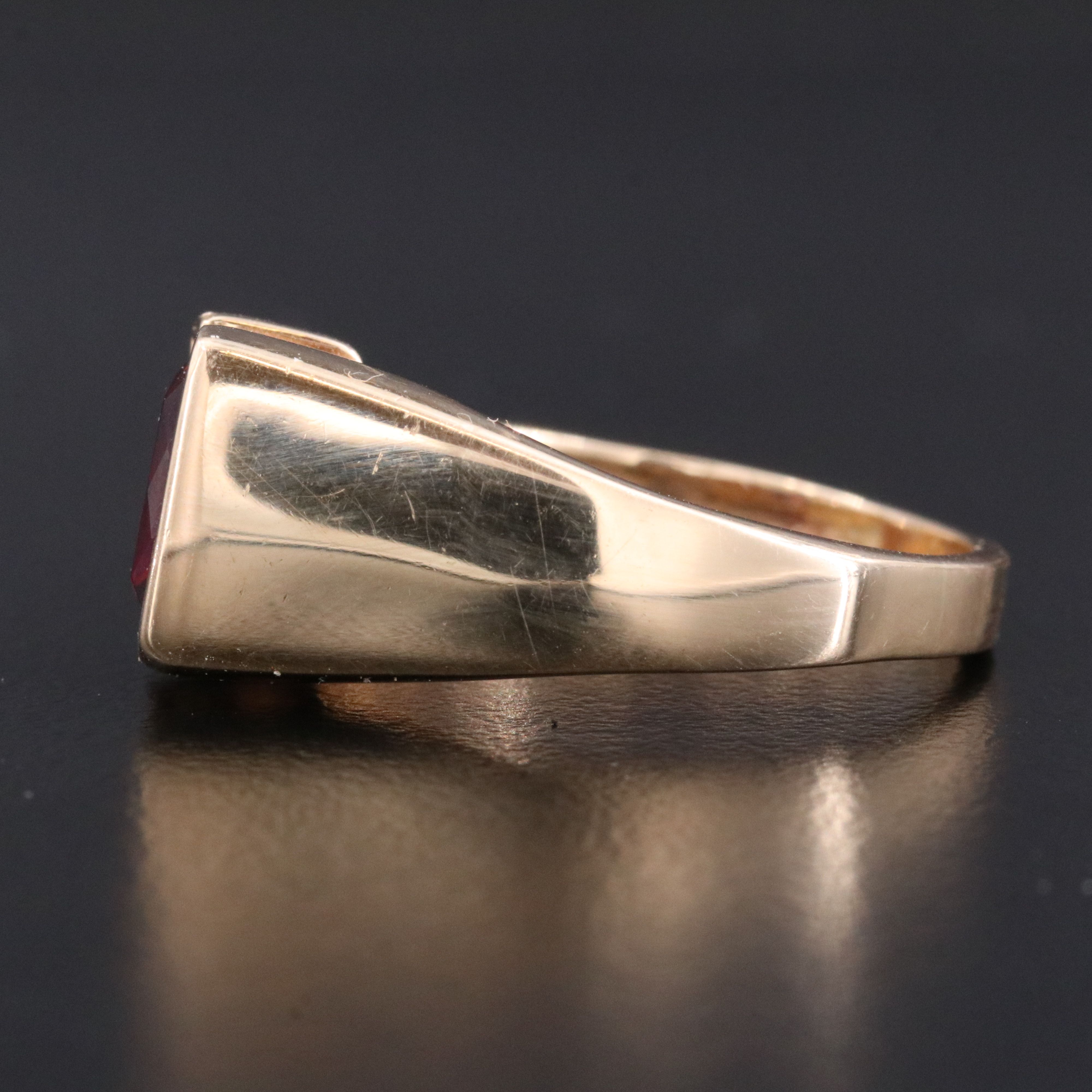 14K Garnet and Diamond Square Ring