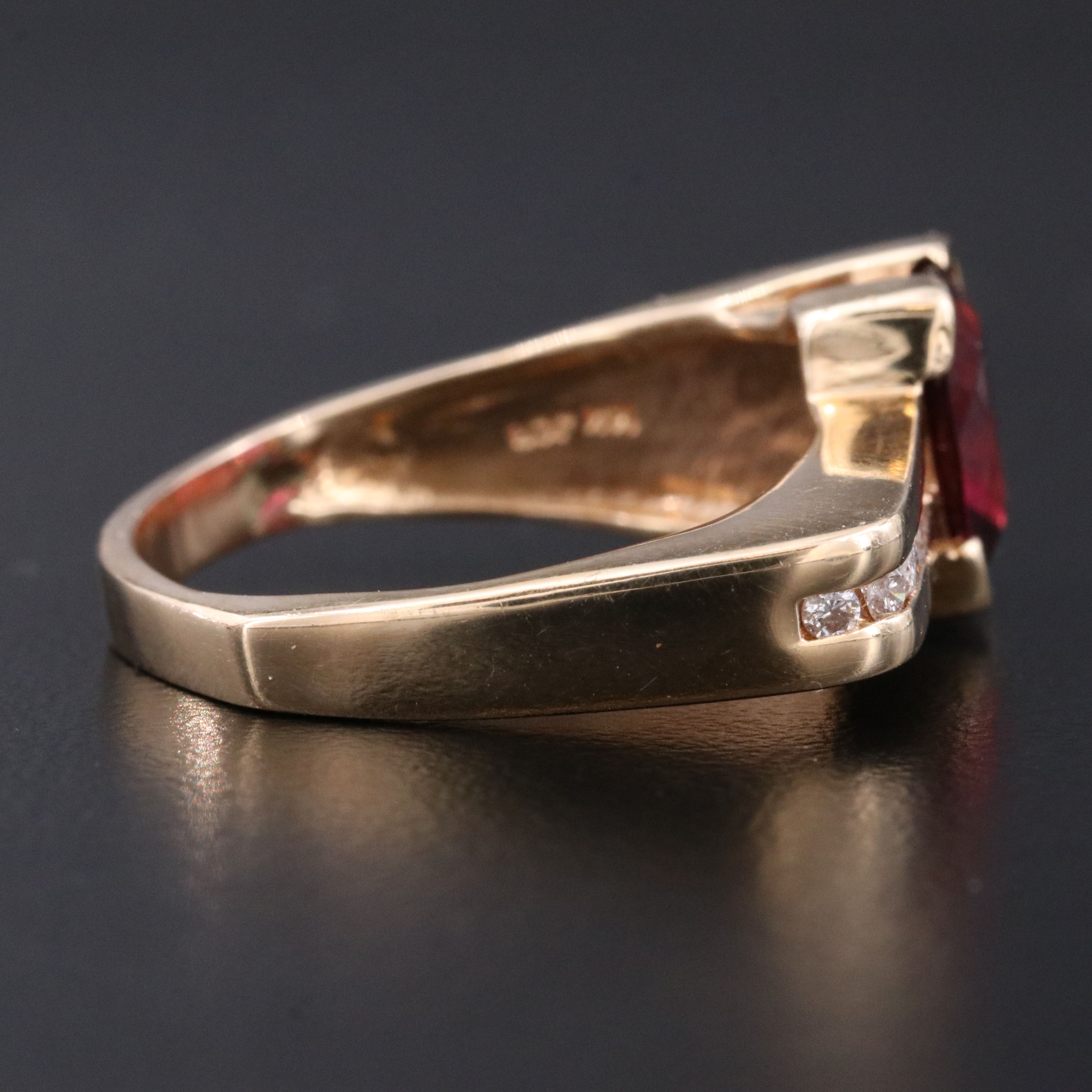 14K Garnet and Diamond Square Ring