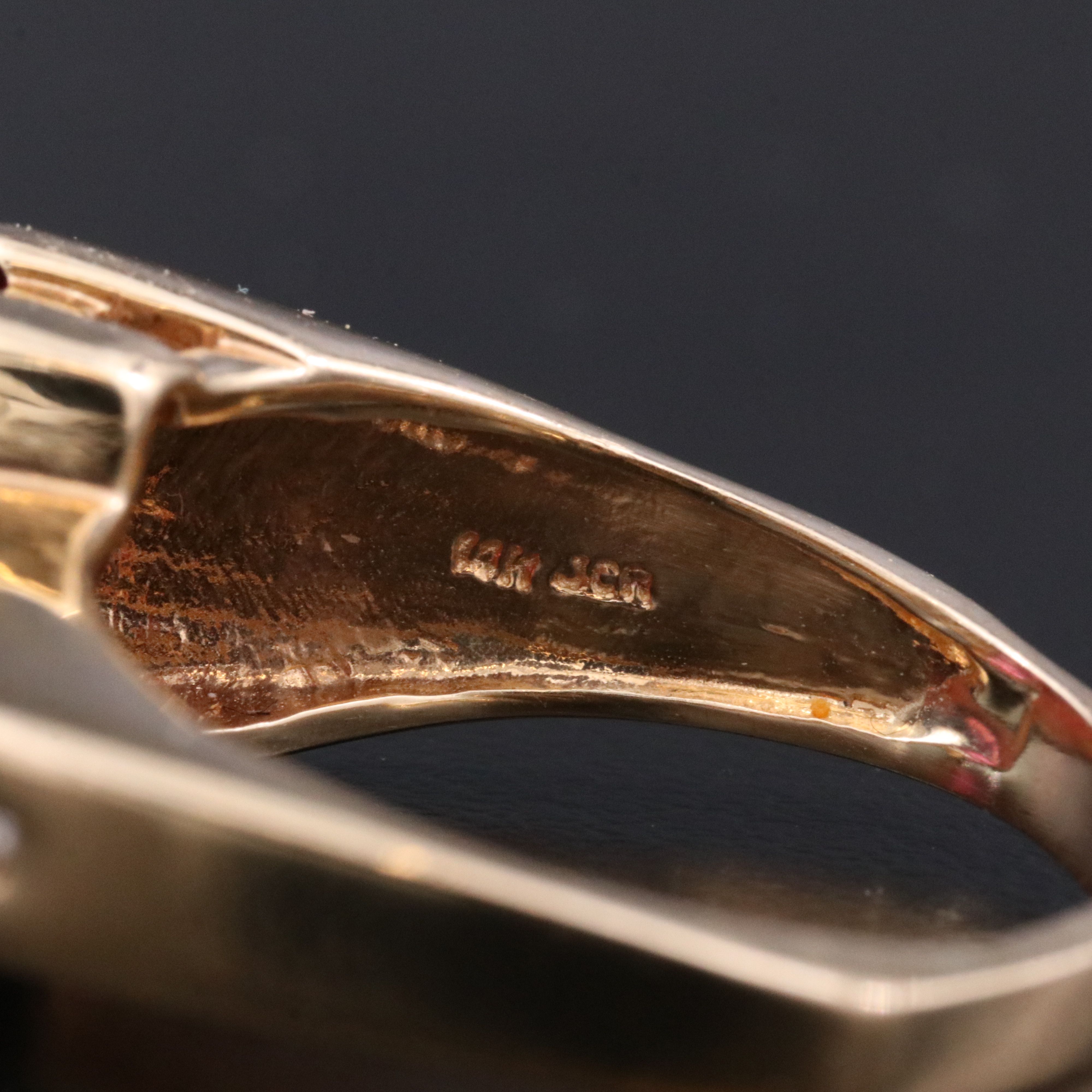 14K Garnet and Diamond Square Ring