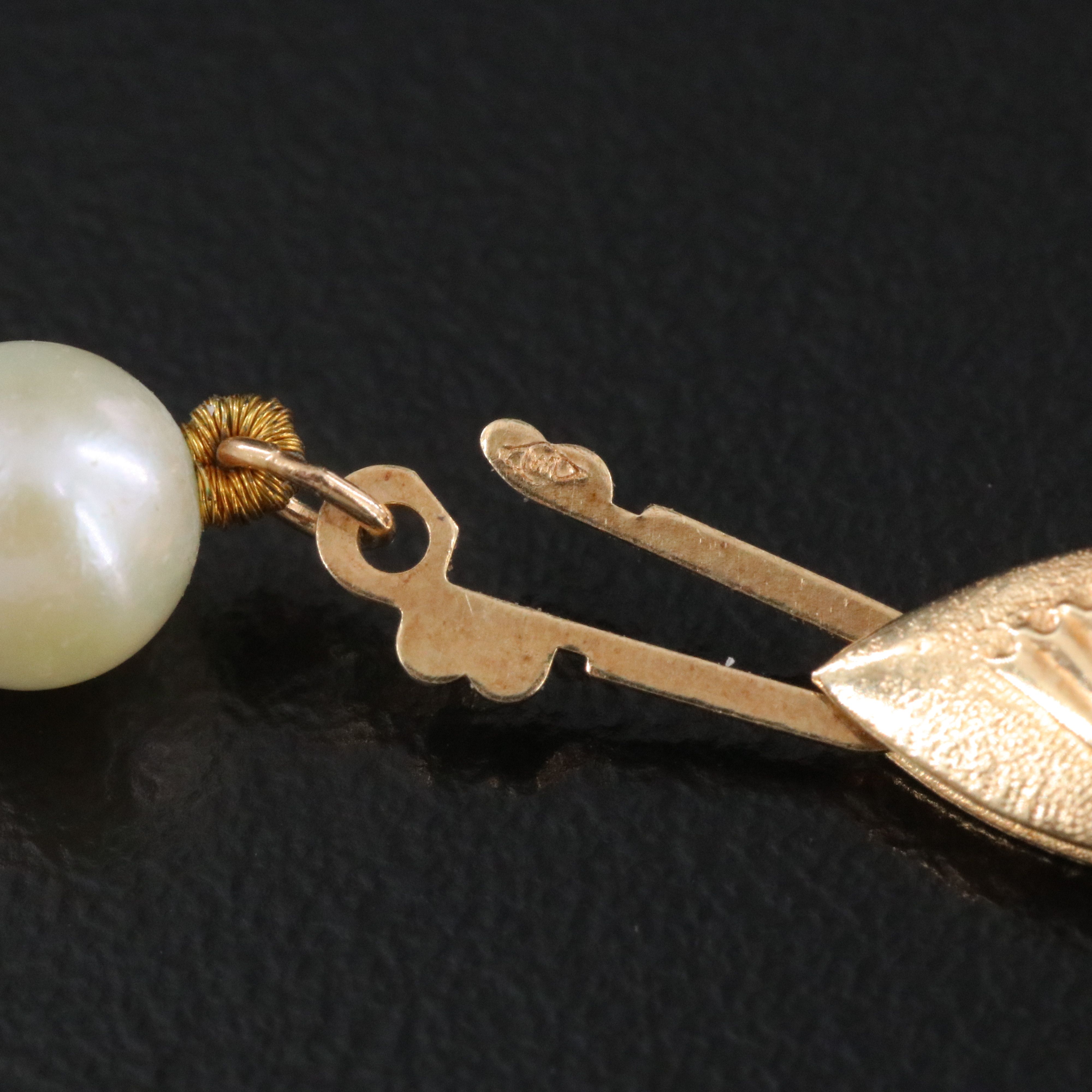 Pearl Necklace with Fluted 14K Beads and Clasp