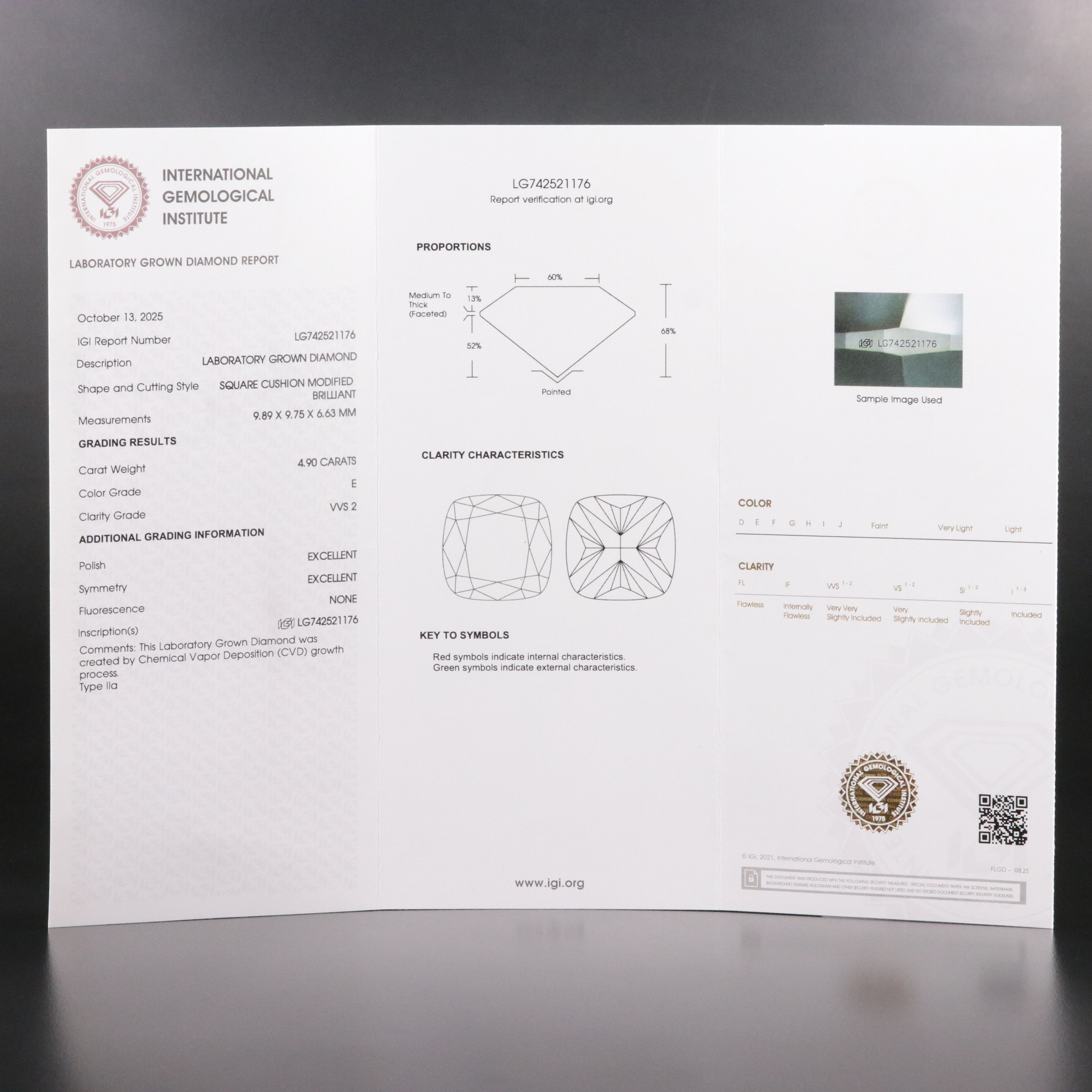 18K 7.01 CTW Lab Grown Diamond Ring with IGI Report