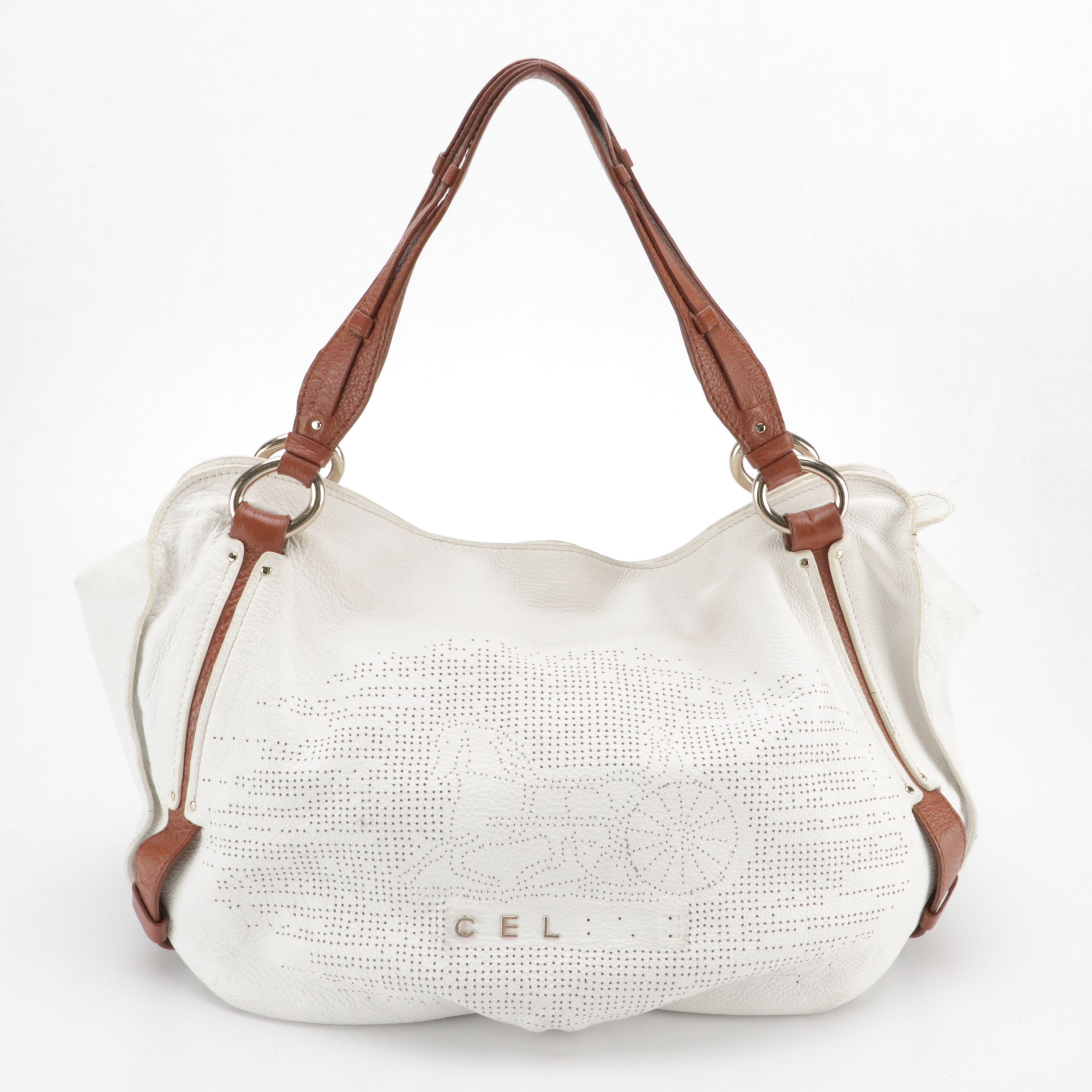 Celine Perforated Carriage Logo Tote Bag in Grained Leather