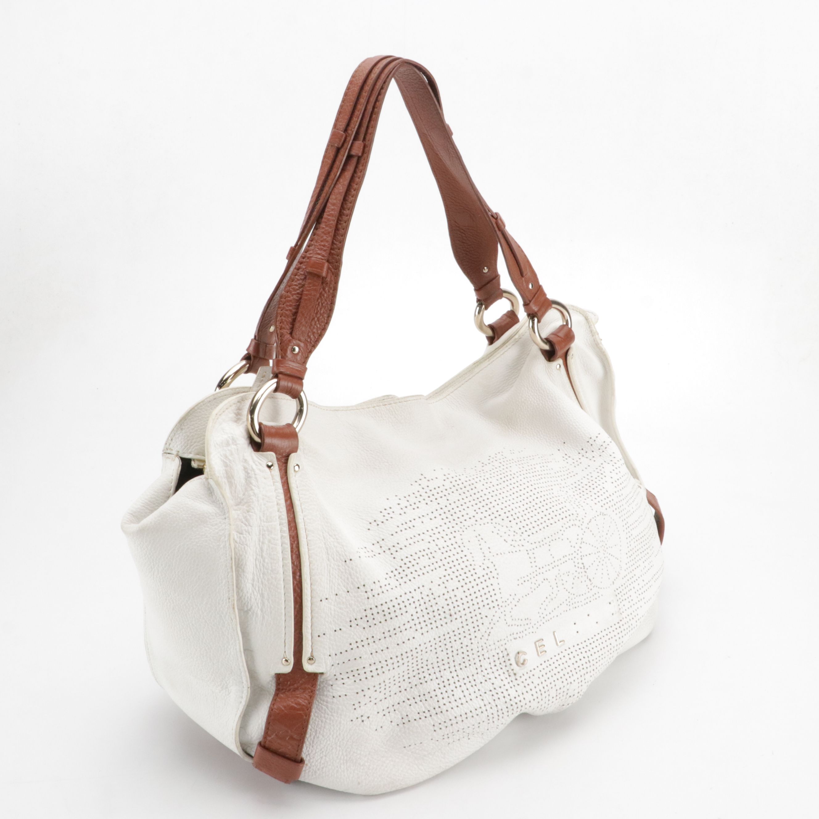 Celine Perforated Carriage Logo Tote Bag in Grained Leather