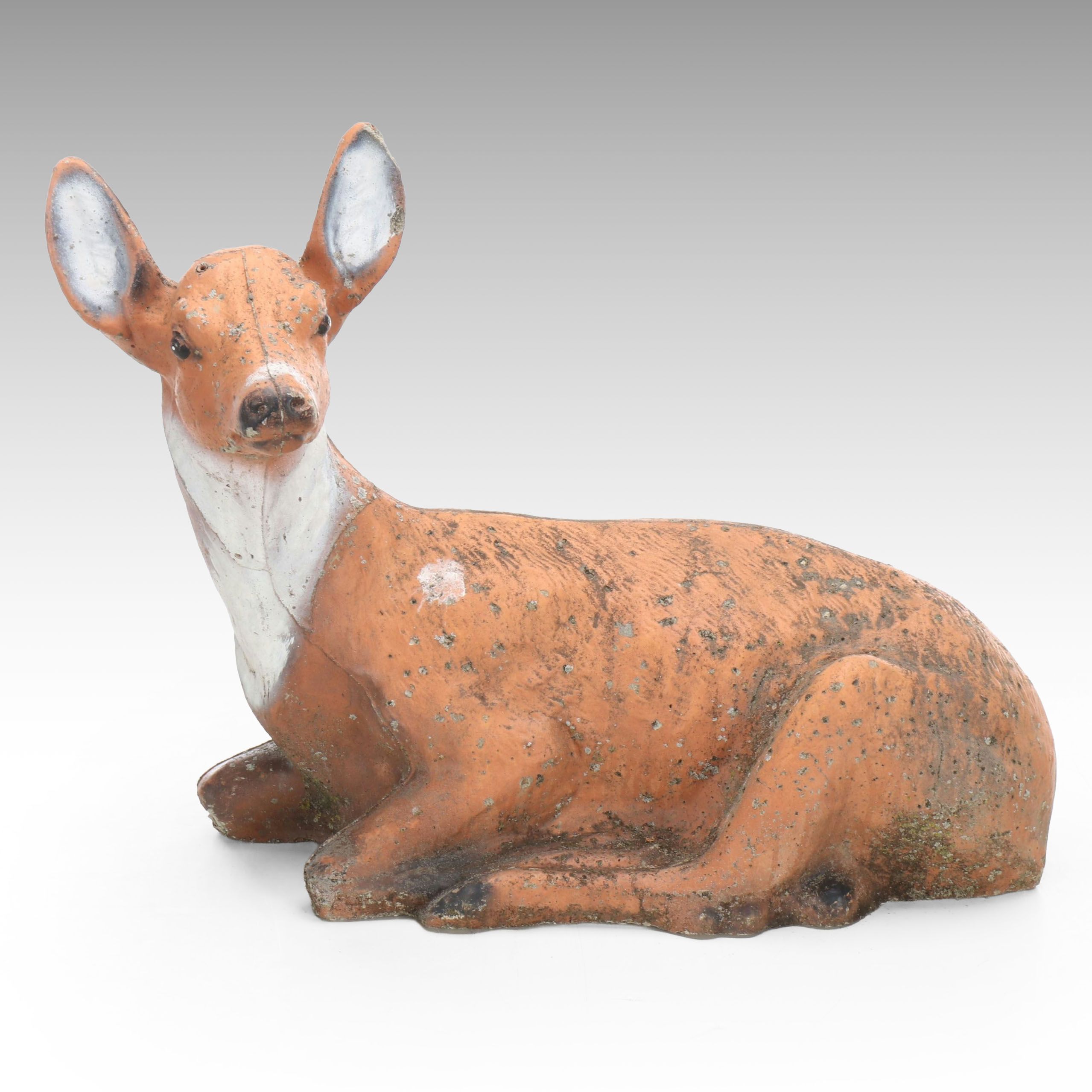 Painted Cast Concrete Deer Garden Statue