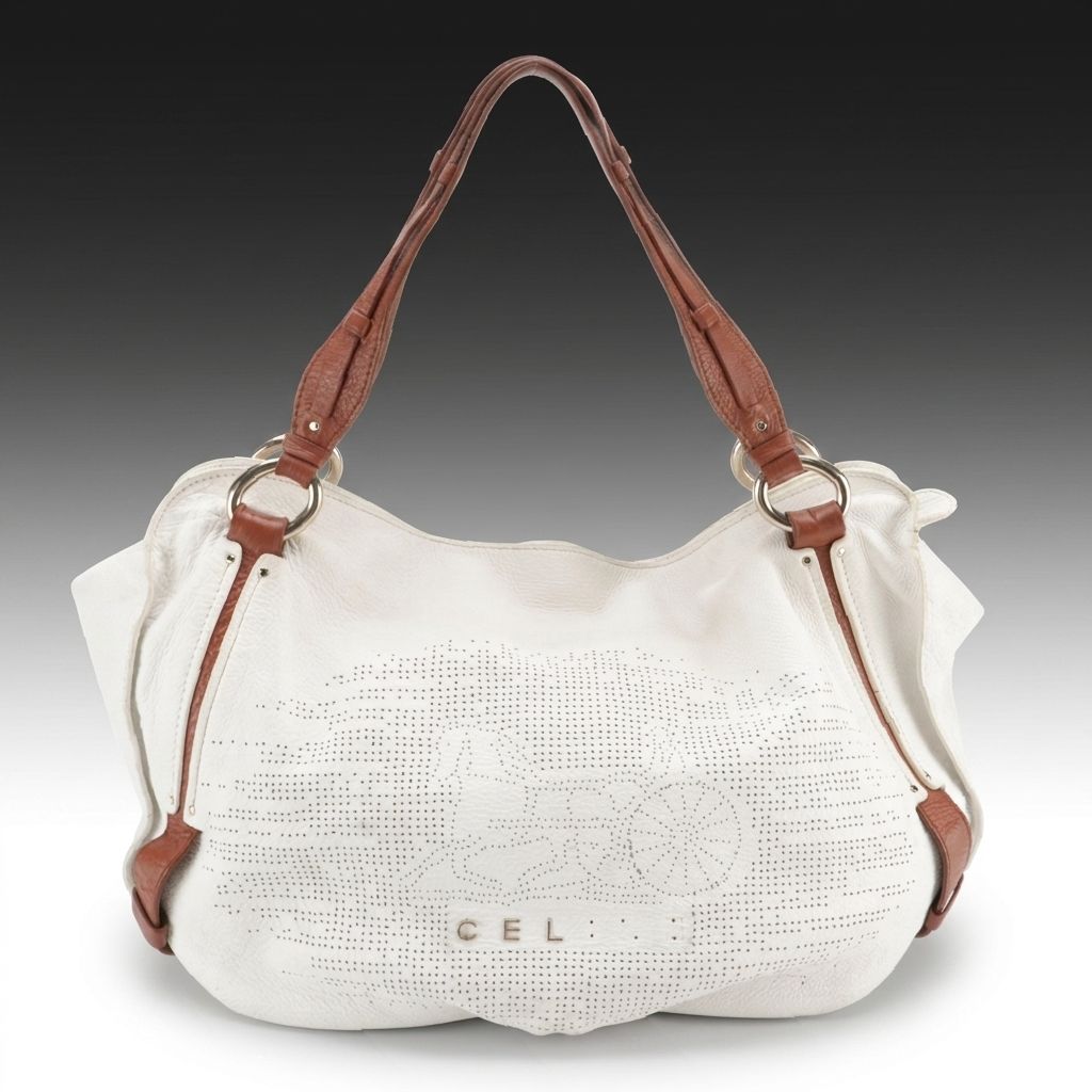 Celine Perforated Carriage Logo Tote Bag in Grained Leather