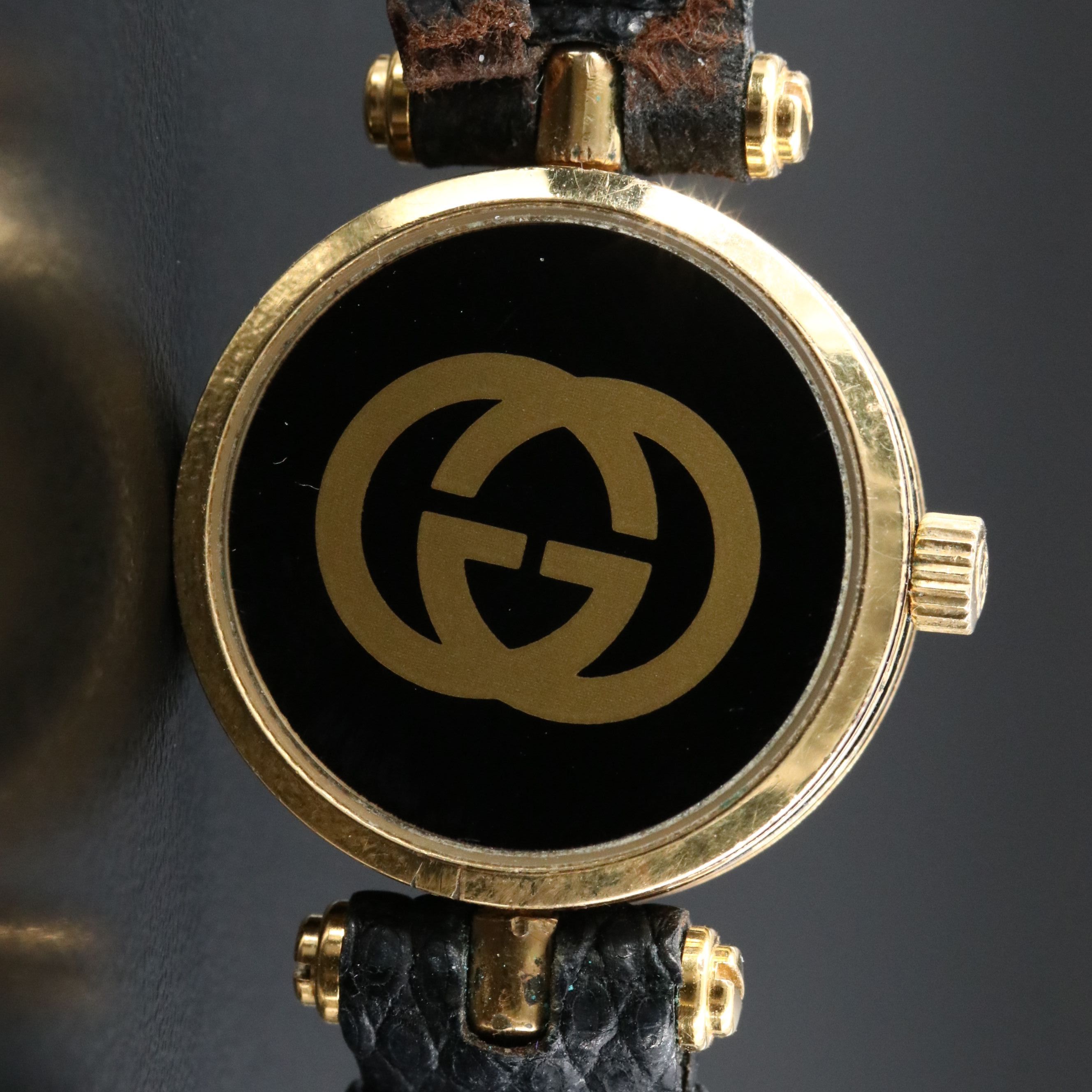 Vintage Gucci Stack Watch with Black Dial