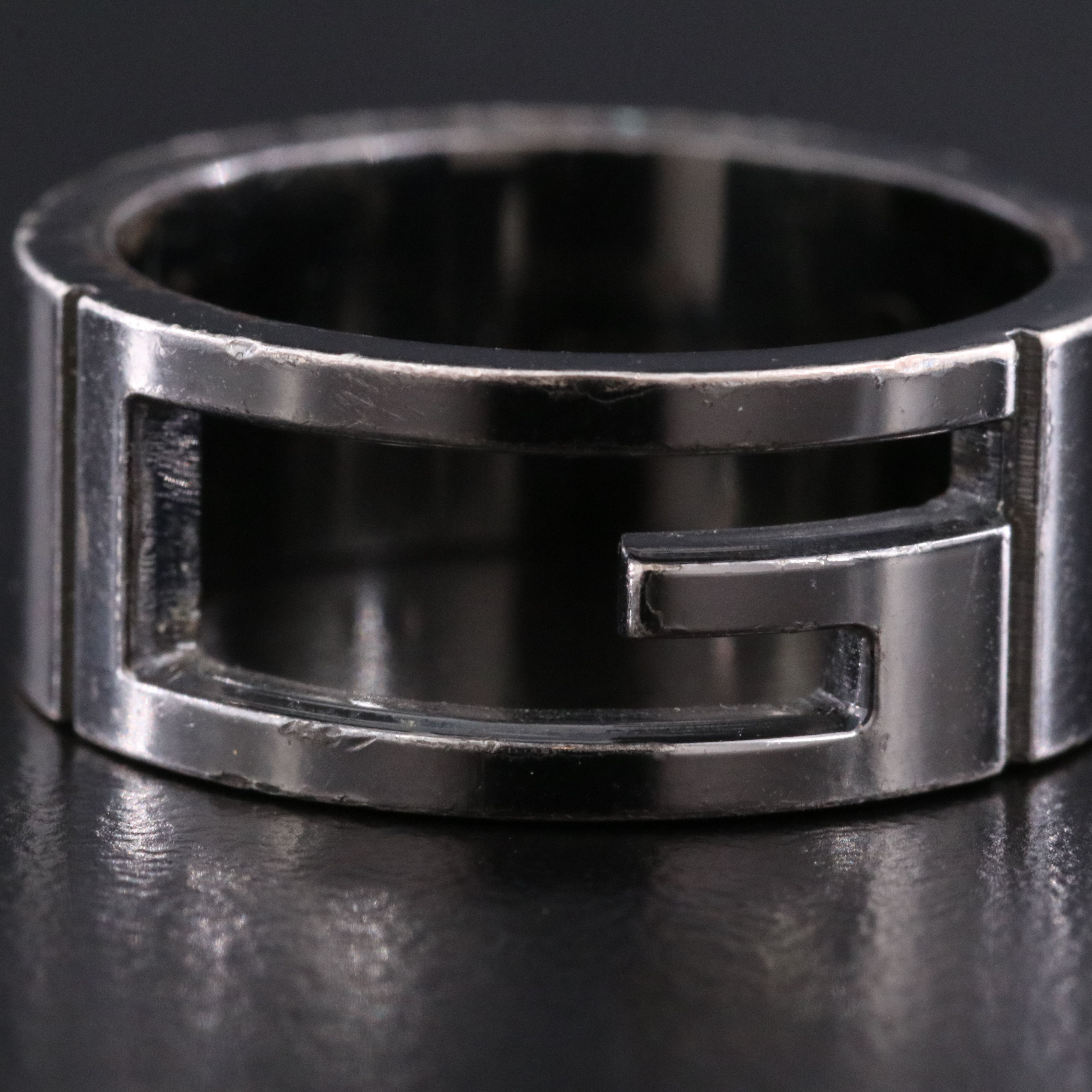 Gucci Sterling G Logo Cutout Ring