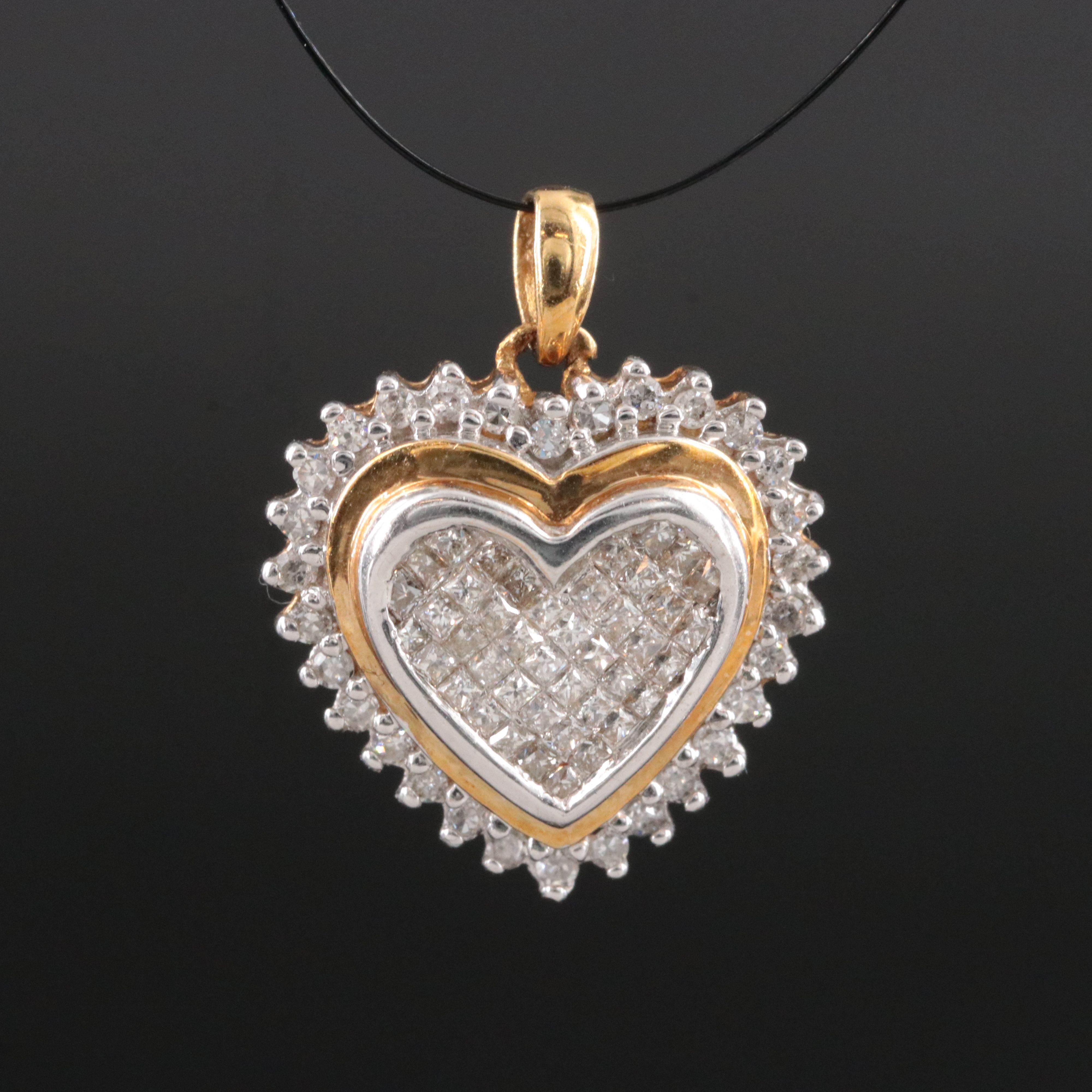 10K 0.45 CTW Diamond Heart Pendant